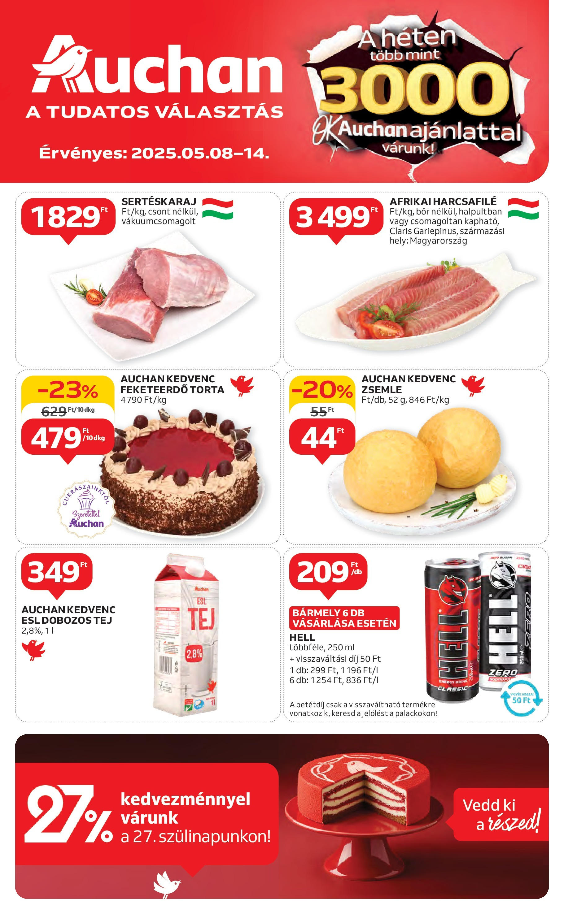 Akciós újság új Auchan - 2025.05.08. -tól/töl ⏳ | Oldal: 1 | Termékek: Zsemle, Tej, Bor, Feketeerdő torta Auchan Akciós újság - 2025.05.08. -tól/töl > akció, lapozható szórólap 🛍️ | Oldal: 1 | Termékek: Zsemle, Tej, Bor, Feketeerdő torta