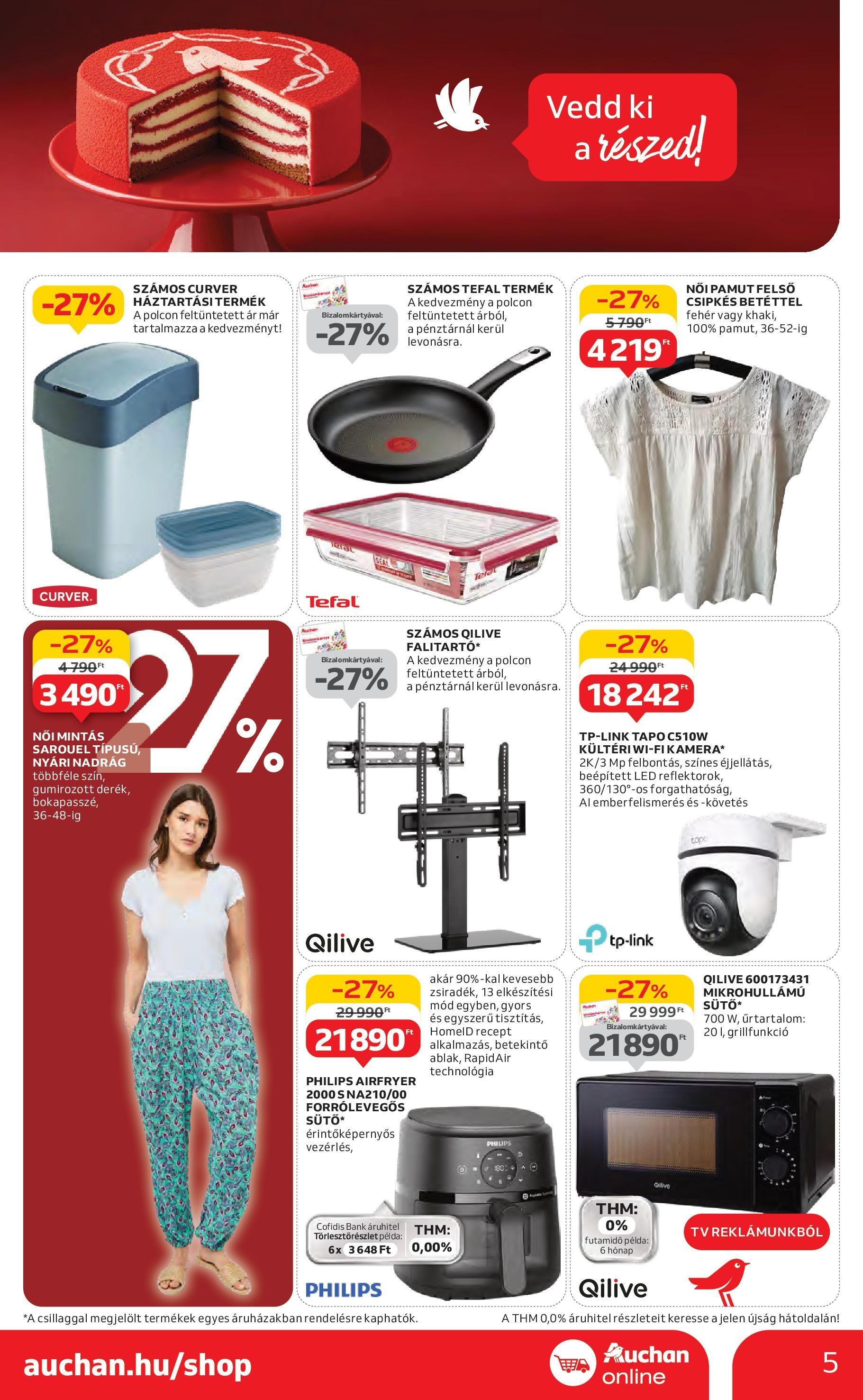 Akciós újság új Auchan - 2025.05.08. -tól/töl ⏳ | Oldal: 5 | Termékek: Tefal, TV, Nadrág Auchan Akciós újság - 2025.05.08. -tól/töl > akció, lapozható szórólap 🛍️ | Oldal: 5 | Termékek: Tefal, TV, Nadrág