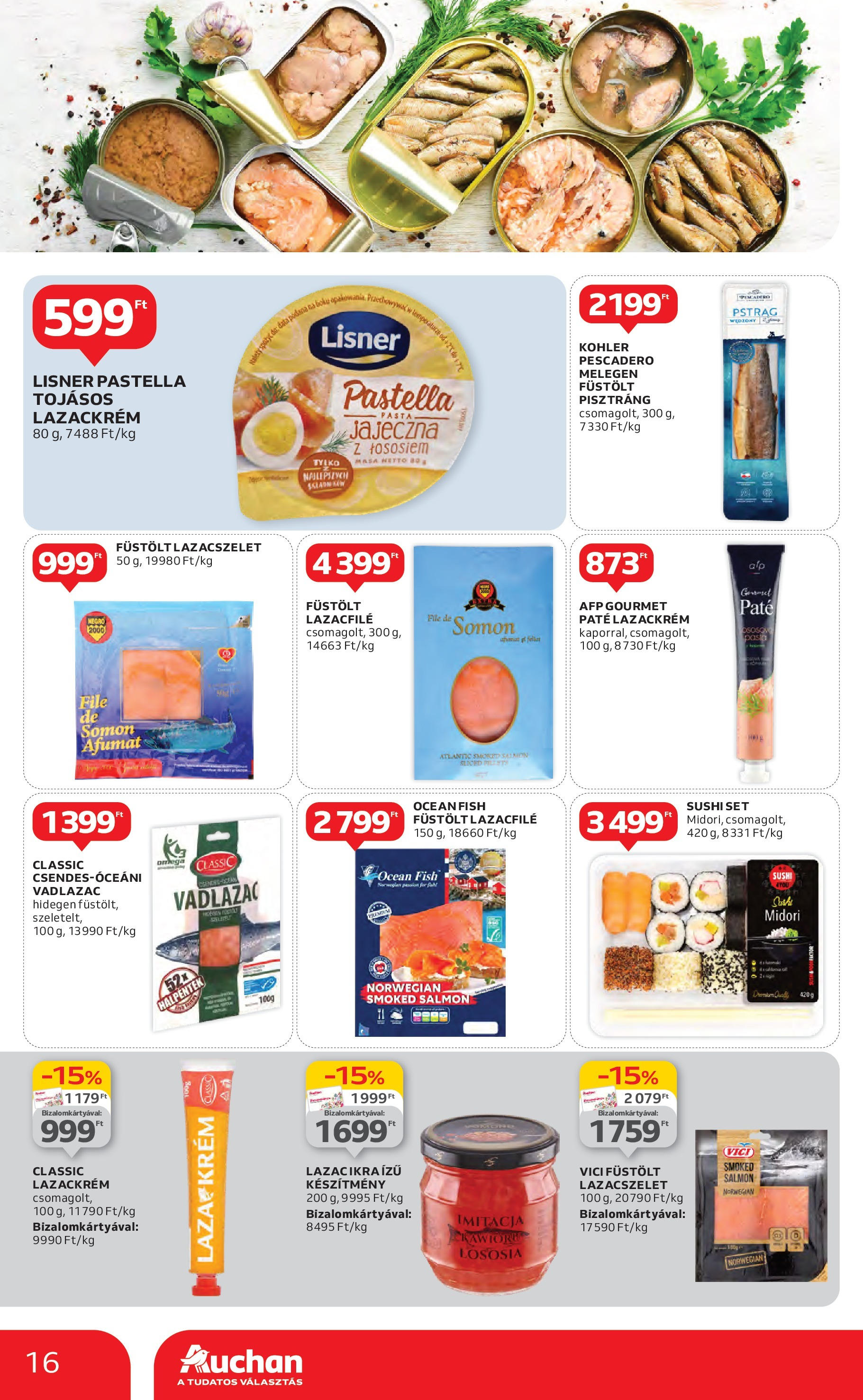 Akciós újság új Auchan - 2025.05.08. -tól/töl ⏳ | Oldal: 16 | Termékek: Pisztráng, Lazacfilé, Sushi, Lazac Auchan Akciós újság - 2025.05.08. -tól/töl > akció, lapozható szórólap 🛍️ | Oldal: 16 | Termékek: Pisztráng, Lazacfilé, Sushi, Lazac