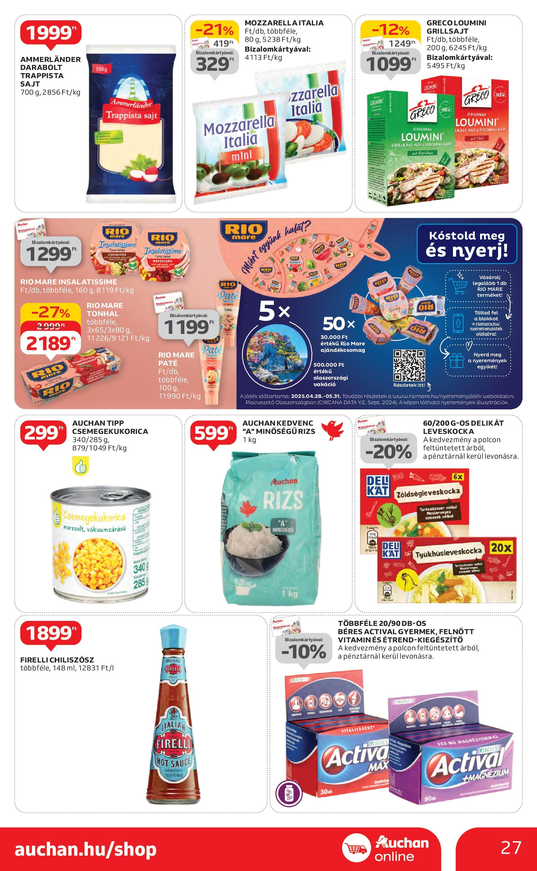 Akciós újság új Auchan - 2025.05.08. -tól/töl ⏳ | Oldal: 27 | Termékek: Leveskocka, Chiliszósz, Sajt, Trappista sajt Auchan Akciós újság - 2025.05.08. -tól/töl > akció, lapozható szórólap 🛍️ | Oldal: 27 | Termékek: Leveskocka, Chiliszósz, Sajt, Trappista sajt
