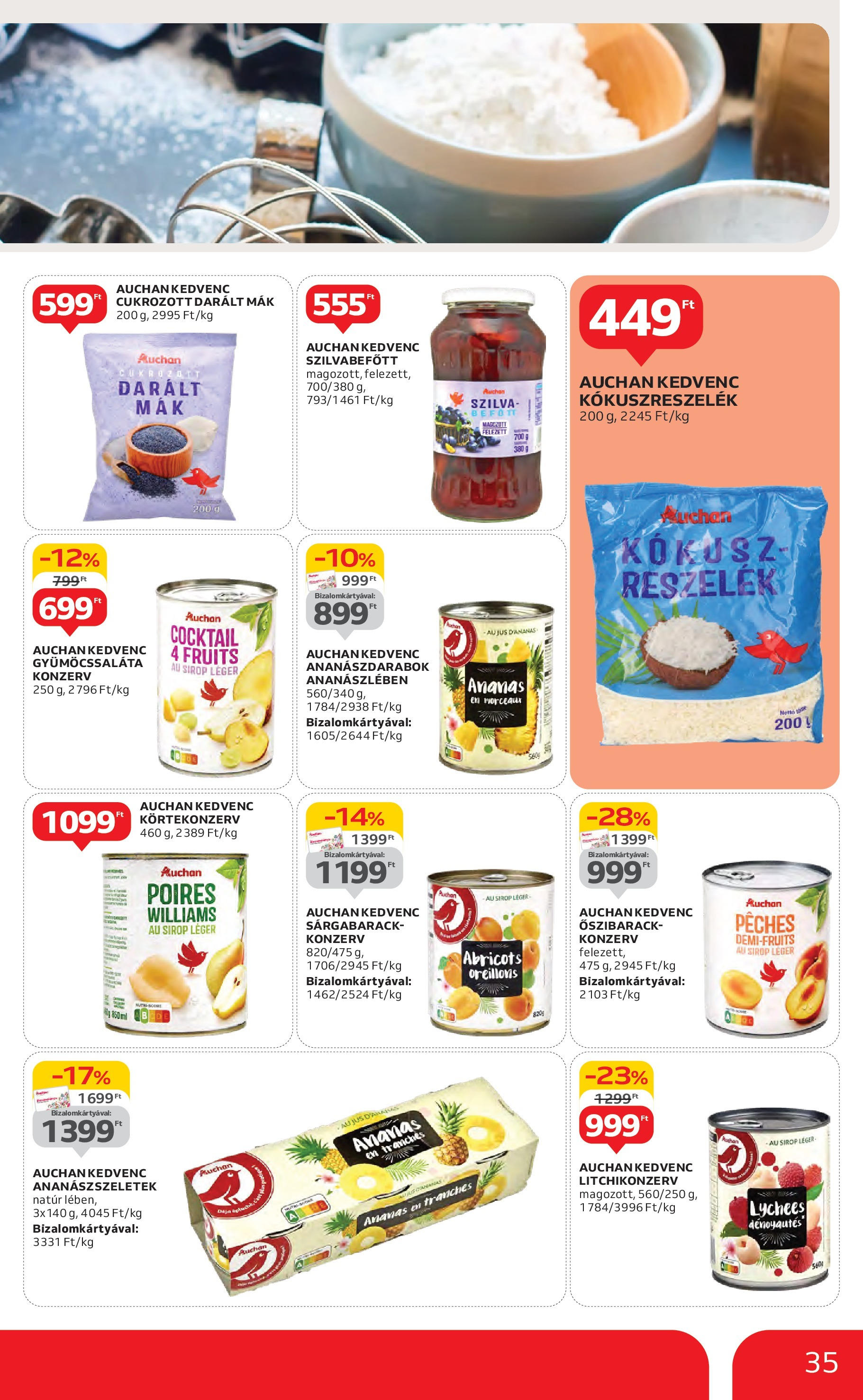 Akciós újság új Auchan - 2025.05.08. -tól/töl ⏳ | Oldal: 35 | Termékek: Sárgabarack, Szilva, Kókuszreszelék, Mák Auchan Akciós újság - 2025.05.08. -tól/töl > akció, lapozható szórólap 🛍️ | Oldal: 35 | Termékek: Sárgabarack, Szilva, Kókuszreszelék, Mák