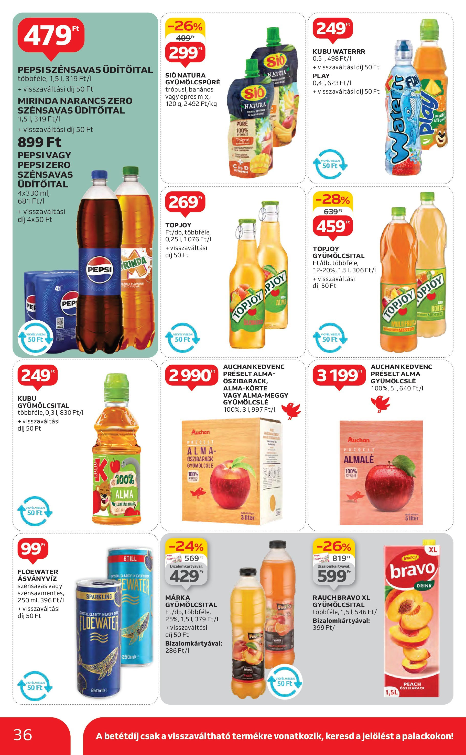Akciós újság új Auchan - 2025.05.08. -tól/töl ⏳ | Oldal: 36 | Termékek: Gyümölcsital, Ásványvíz, Narancs, Almalé Auchan Akciós újság - 2025.05.08. -tól/töl > akció, lapozható szórólap 🛍️ | Oldal: 36 | Termékek: Gyümölcsital, Ásványvíz, Narancs, Almalé