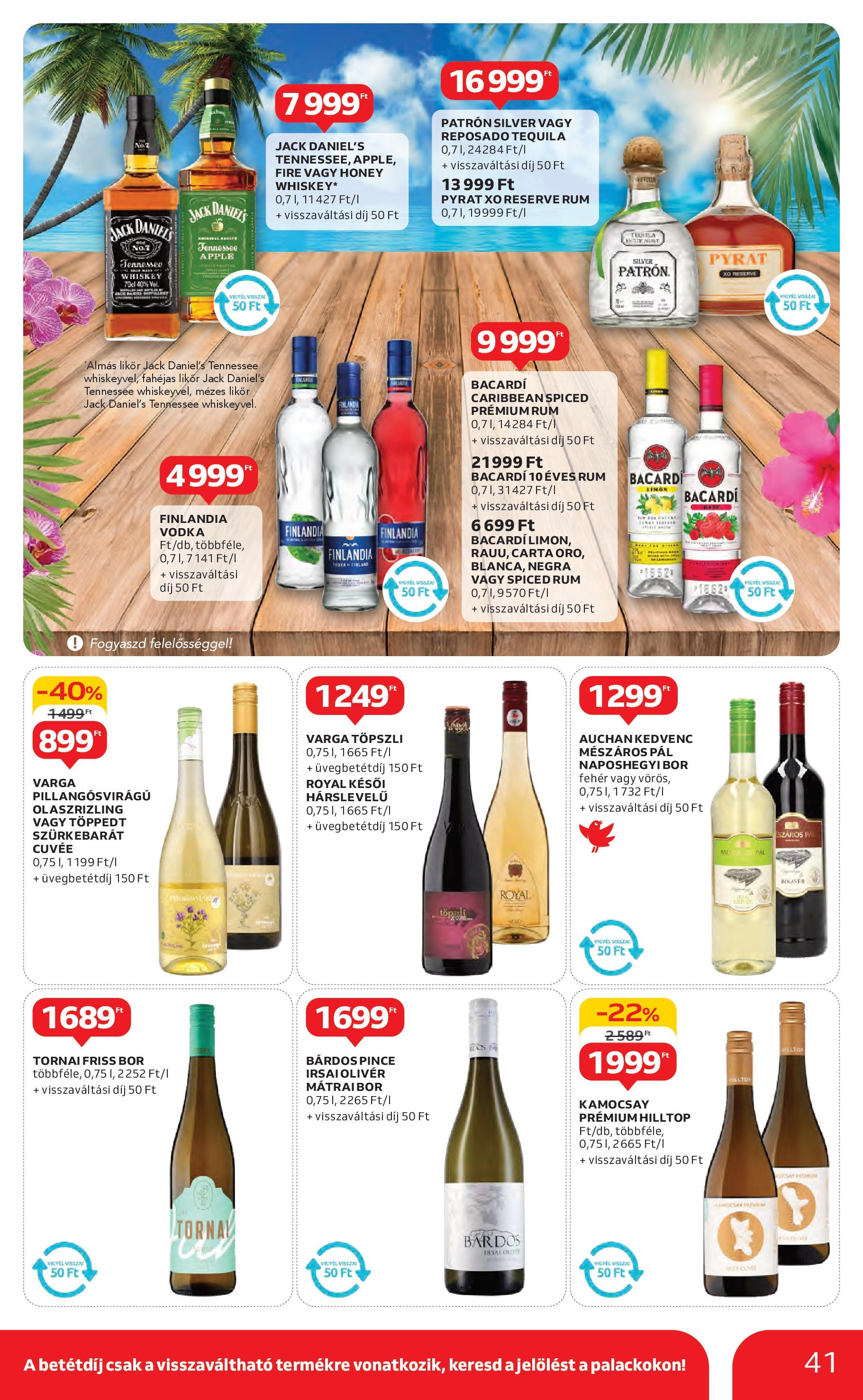 Akciós újság új Auchan - 2025.05.08. -tól/töl ⏳ | Oldal: 41 | Termékek: Whiskey, Tequila, Rum, Likőr Auchan Akciós újság - 2025.05.08. -tól/töl > akció, lapozható szórólap 🛍️ | Oldal: 41 | Termékek: Whiskey, Tequila, Rum, Likőr