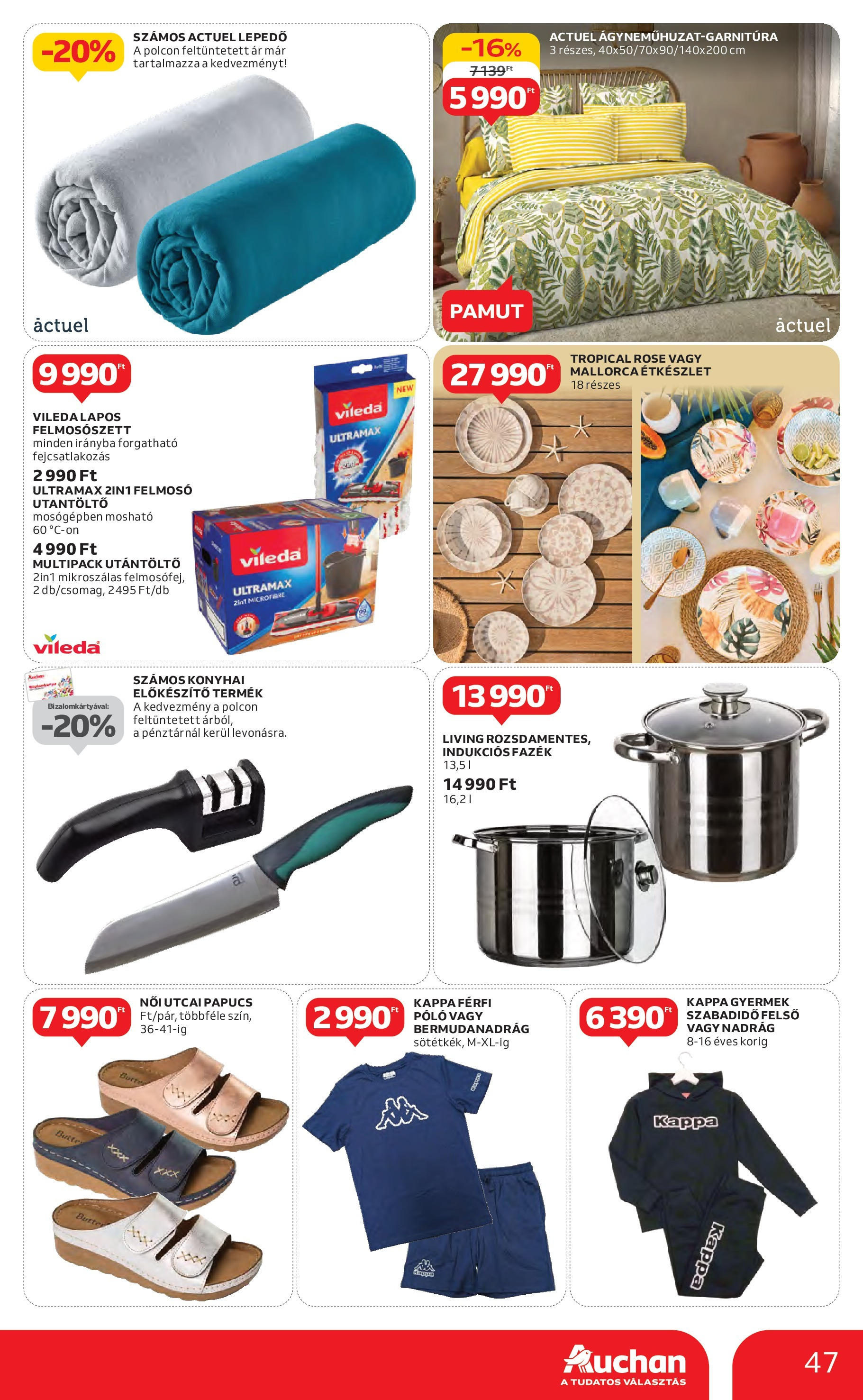 Akciós újság új Auchan - 2025.05.08. -tól/töl ⏳ | Oldal: 47 | Termékek: Papucs, Bermudanadrág, Nadrág, Vileda Auchan Akciós újság - 2025.05.08. -tól/töl > akció, lapozható szórólap 🛍️ | Oldal: 47 | Termékek: Papucs, Bermudanadrág, Nadrág, Vileda