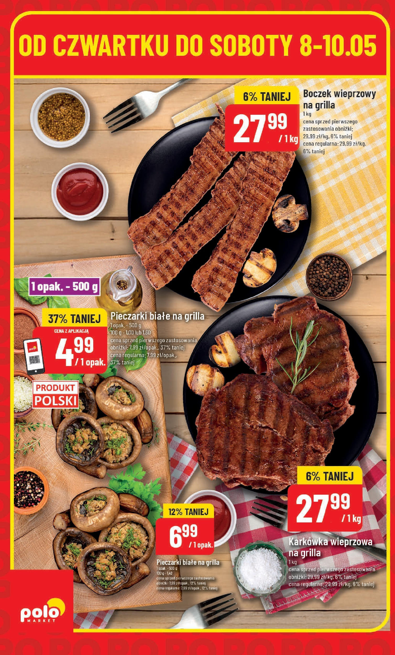 POLOmarket gazetka od jutra (09.05.2025) - Nowa PDF | Strona: 2 | Produkty: Pieczarki białe, Karkówka, Karkówka wieprzowa, Boczek wieprzowy