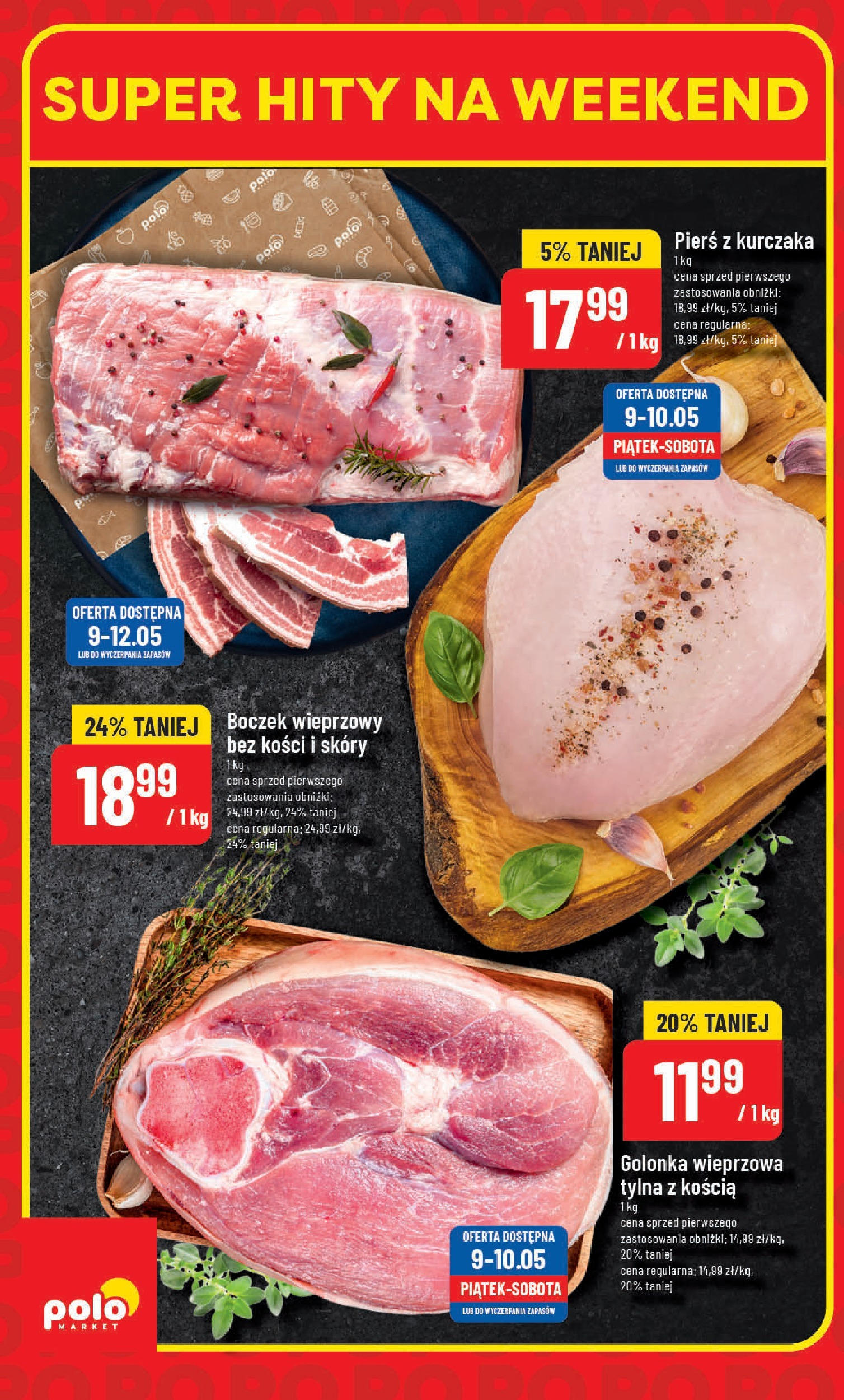 POLOmarket gazetka od jutra (09.05.2025) - Nowa PDF | Strona: 4 | Produkty: Pierś z kurczaka, Boczek wieprzowy, Golonka wieprzowa, Boczek