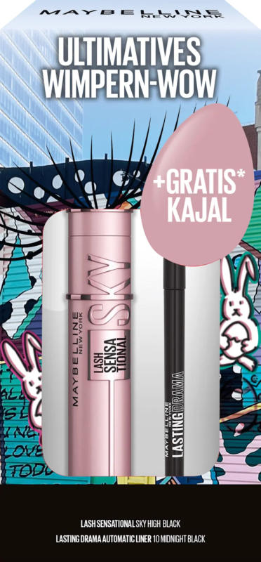 MAYBELLINE NEW YORK Mascara Sky High Very Black, 7,2 ml & gratis Lasting Drama Liner Black