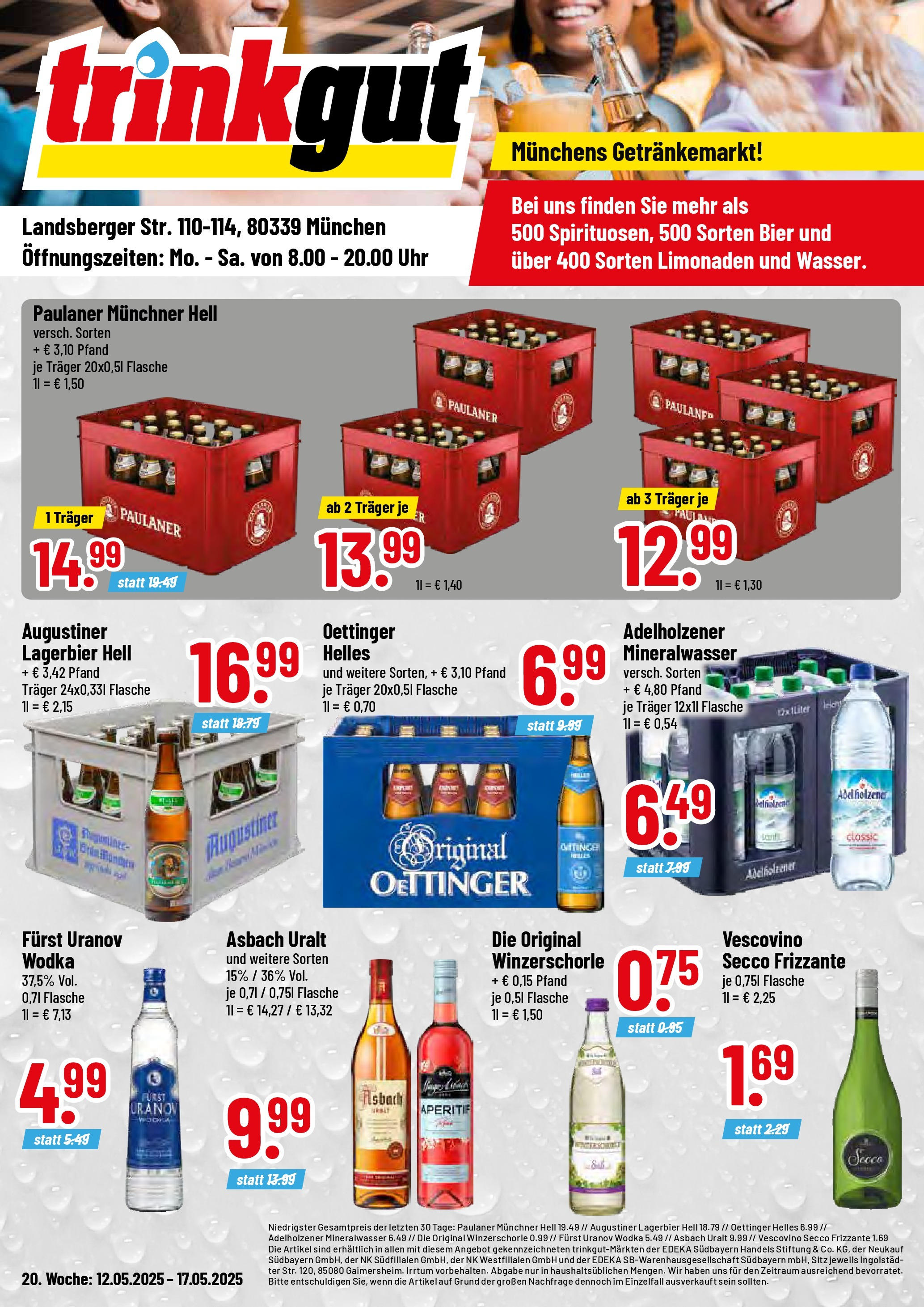 Trinkgut - trinkgut: Wochenangebote (ab 11.05.2025) » Angebote online | Seite: 1 | Produkte: Bier, Oettinger, Paulaner, Asbach