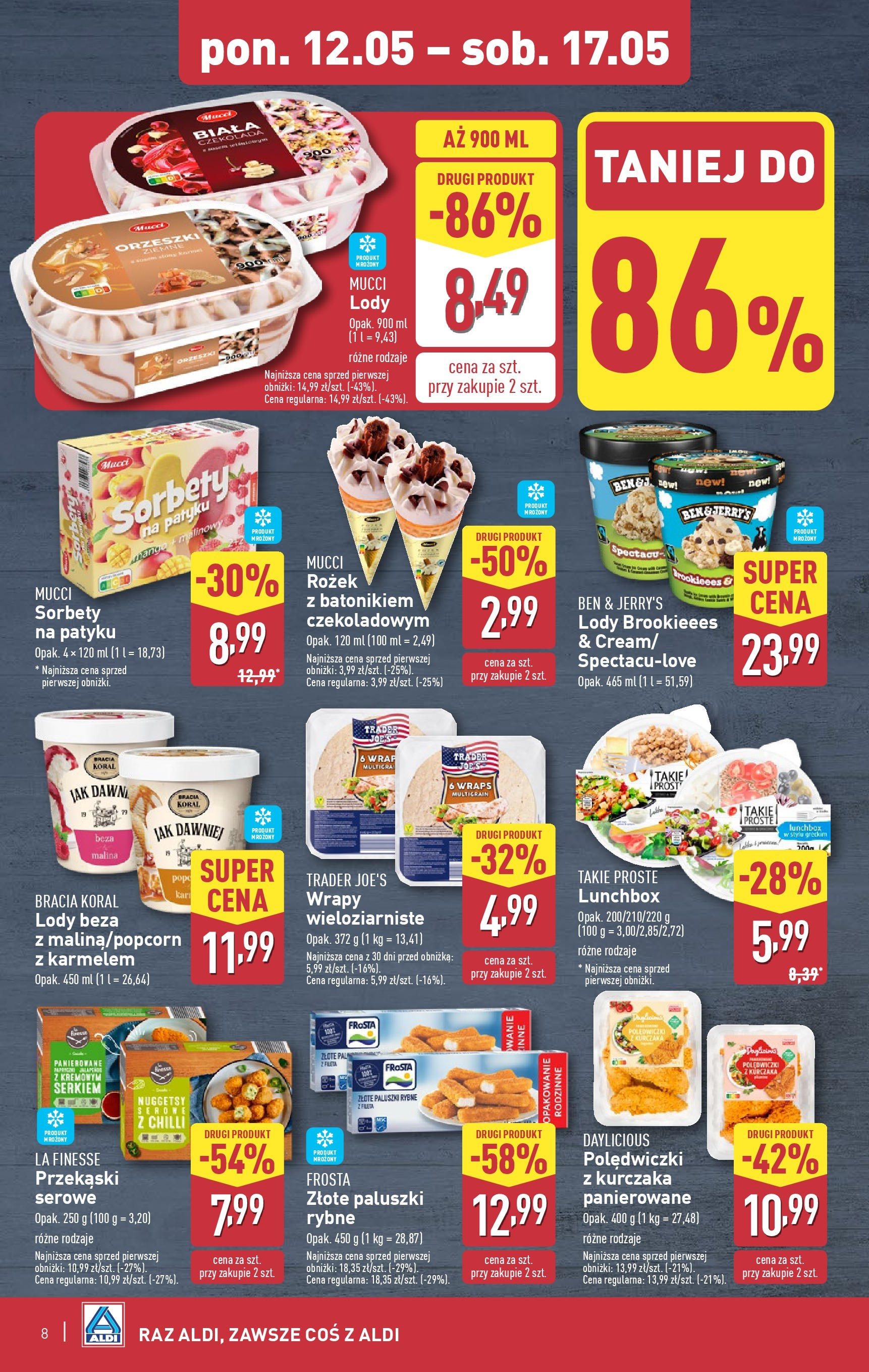 Aldi Gazetka od 12.05.2025 | Nowa PDF gazetka | Strona: 8 | Produkty: Paluszki rybne, Paluszki rybne frosta, Czekolada, Lody Aldi Gazetka od 12.05.2025 - Ulotka PDF, promocje | Strona: 8 | Produkty: Paluszki rybne, Paluszki rybne frosta, Czekolada, Lody