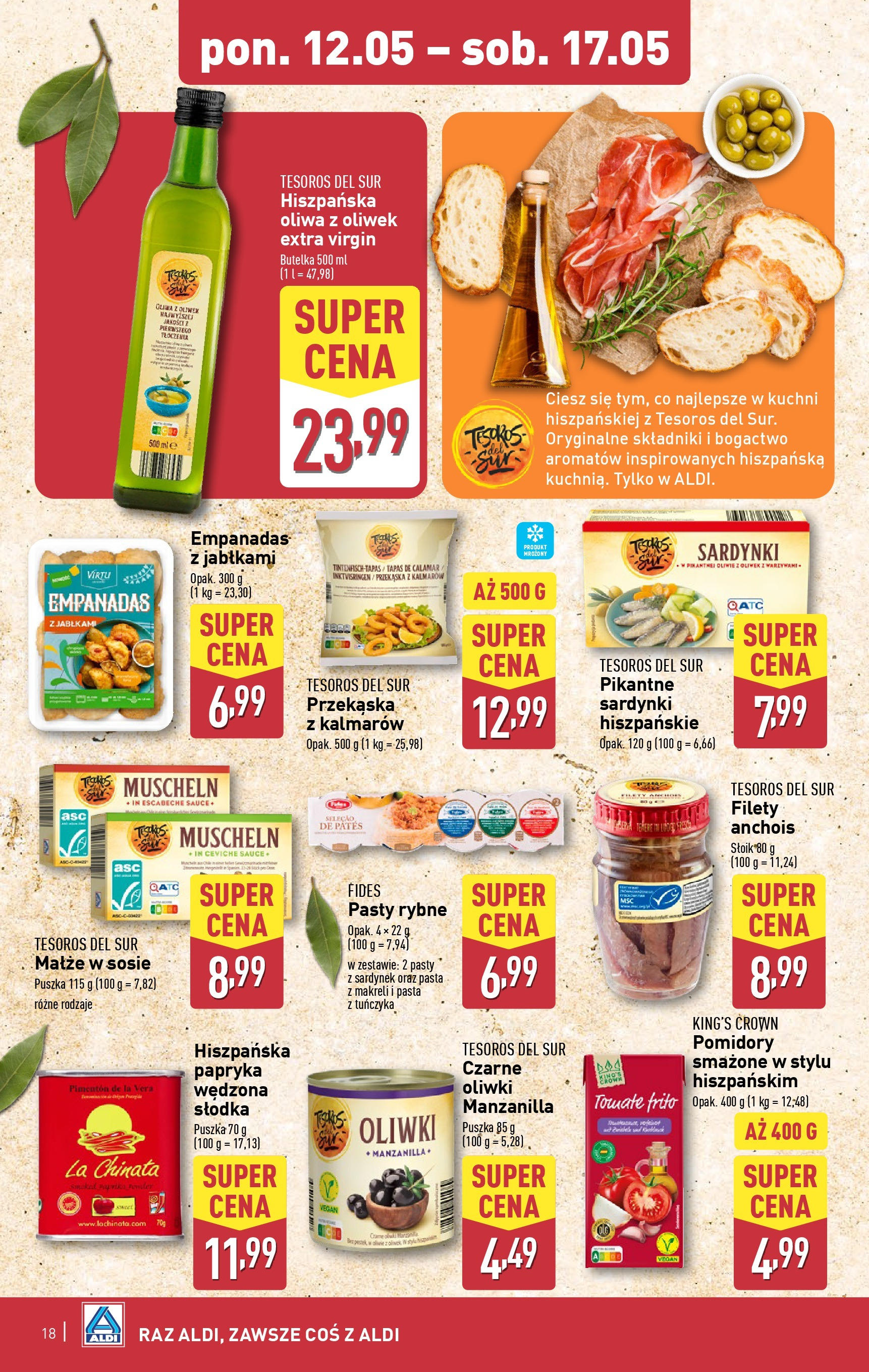 Aldi Gazetka od 12.05.2025 | Nowa PDF gazetka | Strona: 18 | Produkty: Oliwa z oliwek, Oliwa z oliwek extra virgin, Papryka wędzona, Pomidory Aldi Gazetka od 12.05.2025 - Ulotka PDF, promocje | Strona: 18 | Produkty: Oliwa z oliwek, Oliwa z oliwek extra virgin, Papryka wędzona, Pomidory