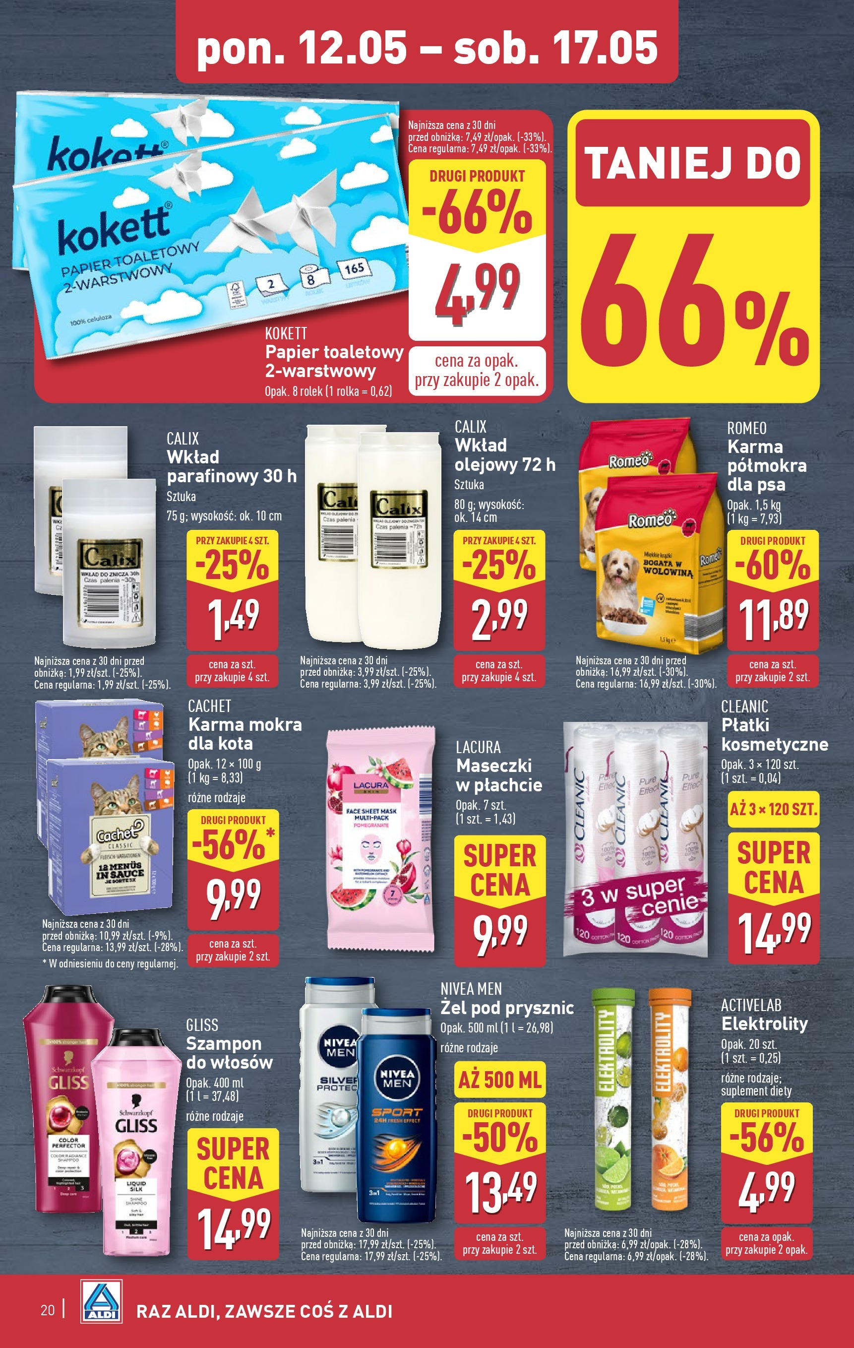Aldi Gazetka od 12.05.2025 | Nowa PDF gazetka | Strona: 20 | Produkty: Papier toaletowy, Maseczki, Prysznic, Szampon Aldi Gazetka od 12.05.2025 - Ulotka PDF, promocje | Strona: 20 | Produkty: Papier toaletowy, Maseczki, Prysznic, Szampon