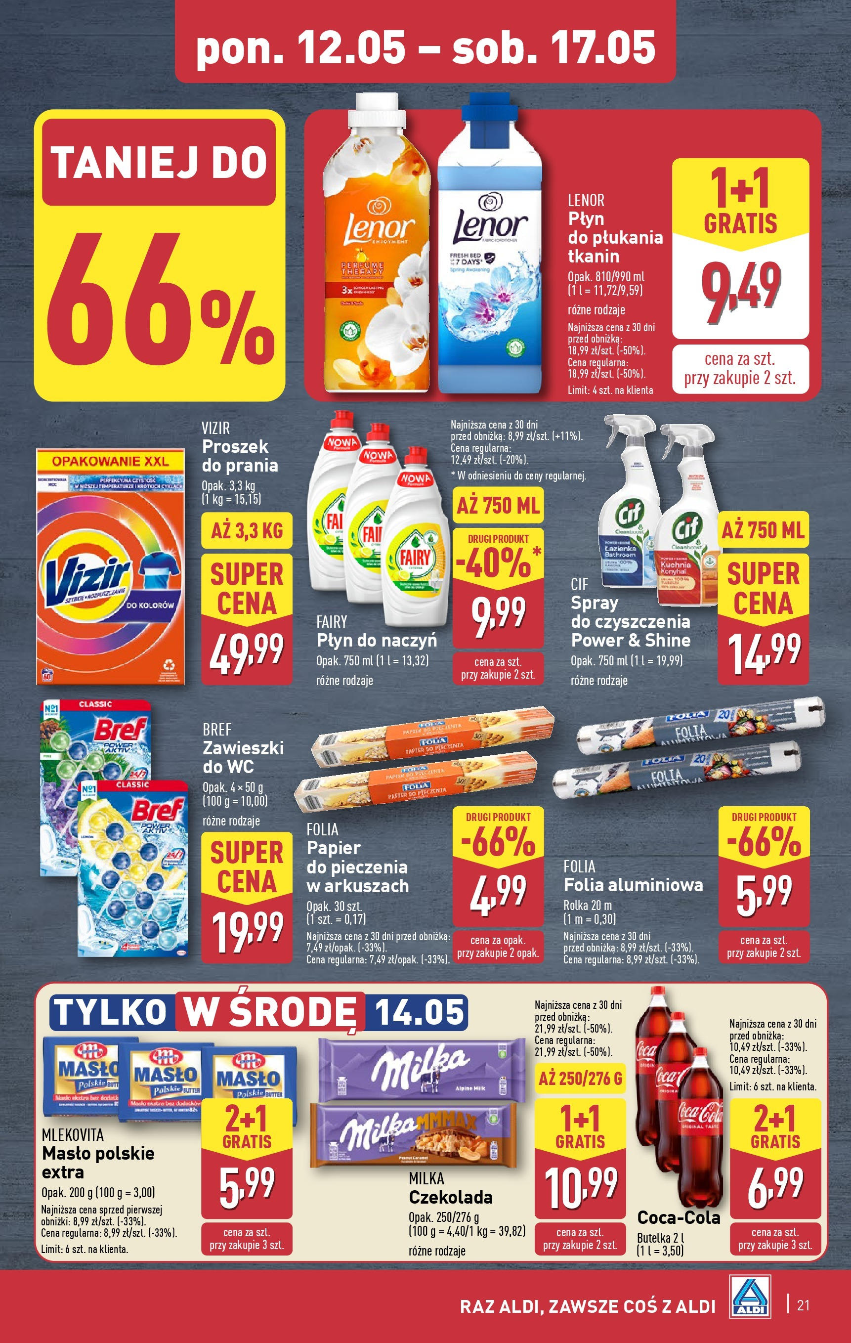 Aldi Gazetka od 12.05.2025 | Nowa PDF gazetka | Strona: 21 | Produkty: Masło Polskie, Papier do pieczenia, Czekolada, Fairy Aldi Gazetka od 12.05.2025 - Ulotka PDF, promocje | Strona: 21 | Produkty: Masło Polskie, Papier do pieczenia, Czekolada, Fairy