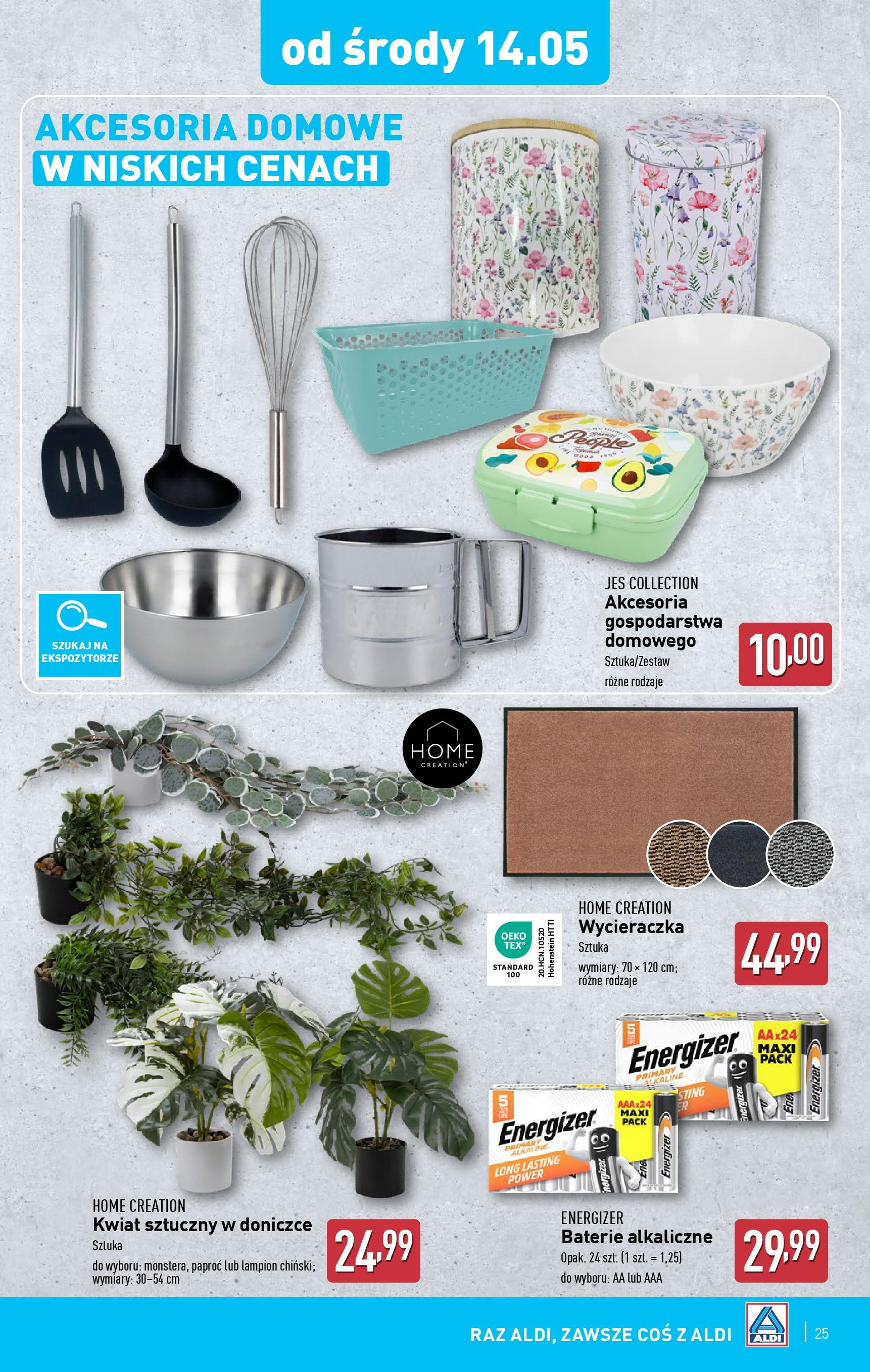 Aldi Gazetka od 12.05.2025 | Nowa PDF gazetka | Strona: 25 | Produkty: Baterie, Paproć, Wycieraczka Aldi Gazetka od 12.05.2025 - Ulotka PDF, promocje | Strona: 25 | Produkty: Baterie, Paproć, Wycieraczka