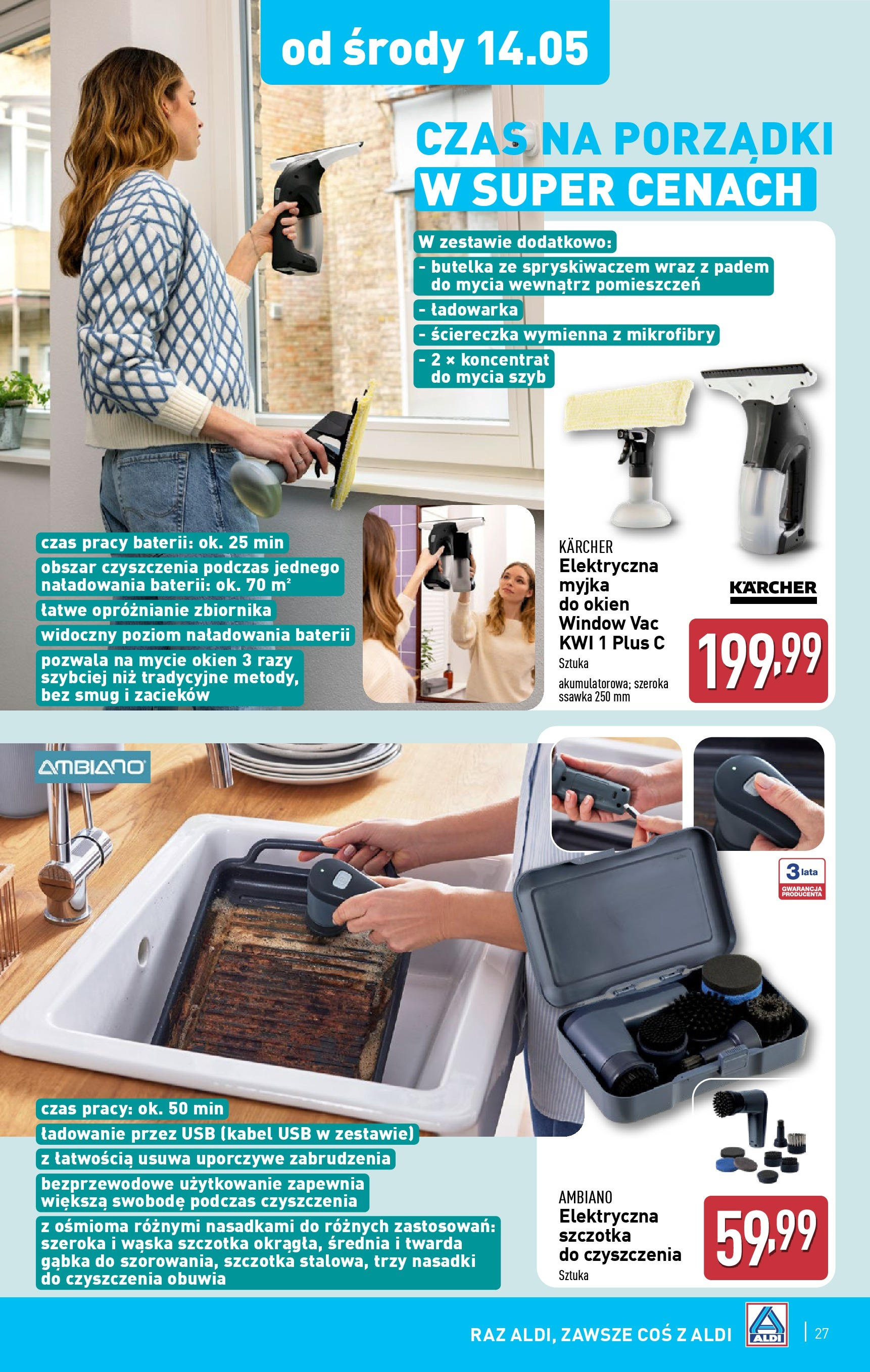 Aldi Gazetka od 12.05.2025 | Nowa PDF gazetka | Strona: 27 | Produkty: Ładowarka, USB, Cleaner, Szczotka Aldi Gazetka od 12.05.2025 - Ulotka PDF, promocje | Strona: 27 | Produkty: Ładowarka, USB, Cleaner, Szczotka