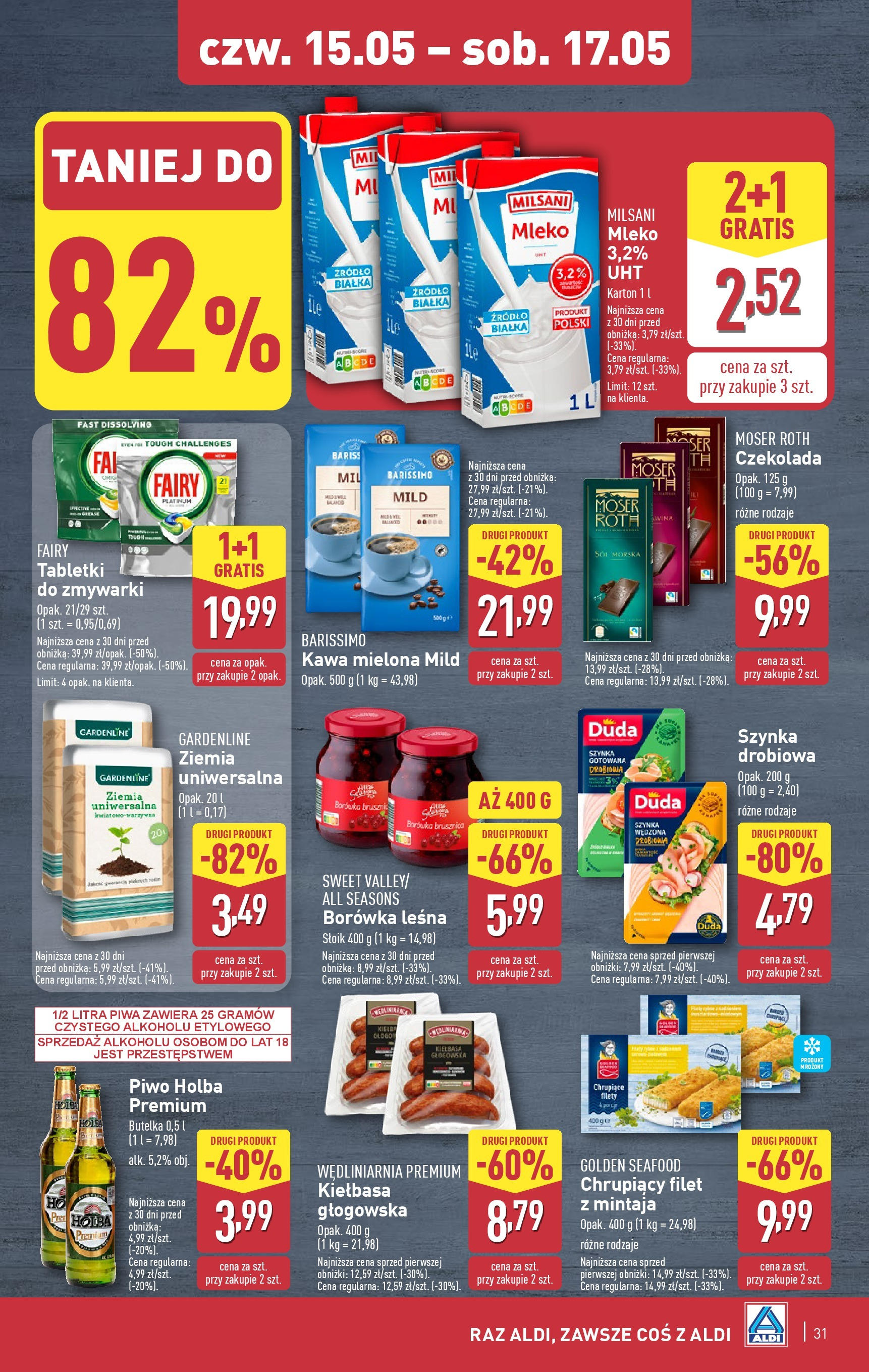 Aldi Gazetka od 12.05.2025 | Nowa PDF gazetka | Strona: 31 | Produkty: Szynka drobiowa, Kawa, Czekolada, Sól Aldi Gazetka od 12.05.2025 - Ulotka PDF, promocje | Strona: 31 | Produkty: Szynka drobiowa, Kawa, Czekolada, Sól