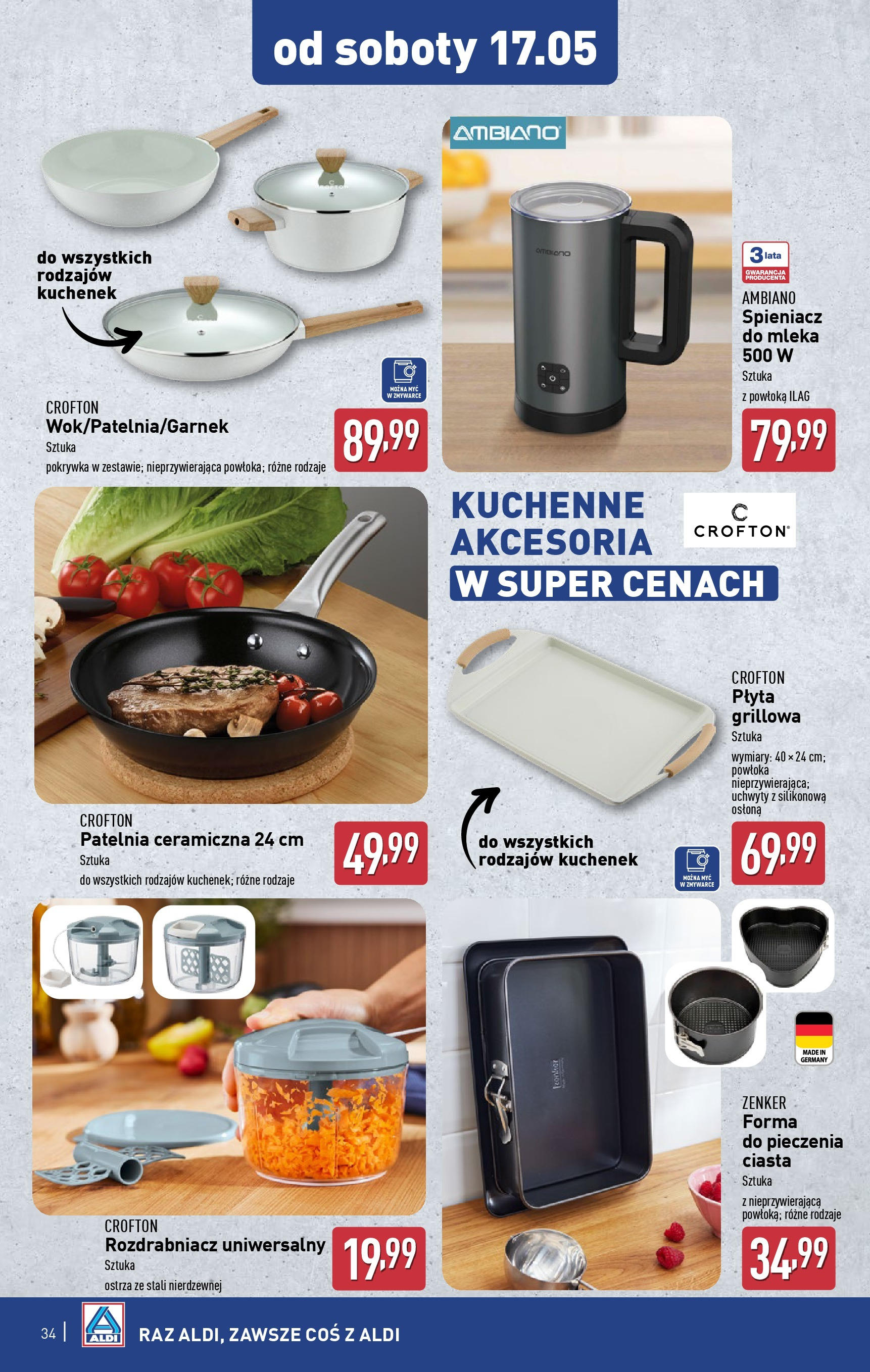 Aldi Gazetka od 12.05.2025 | Nowa PDF gazetka | Strona: 34 | Produkty: Grill, Mleka, Spieniacz do mleka, Patelnia Aldi Gazetka od 12.05.2025 - Ulotka PDF, promocje | Strona: 34 | Produkty: Grill, Mleka, Spieniacz do mleka, Patelnia