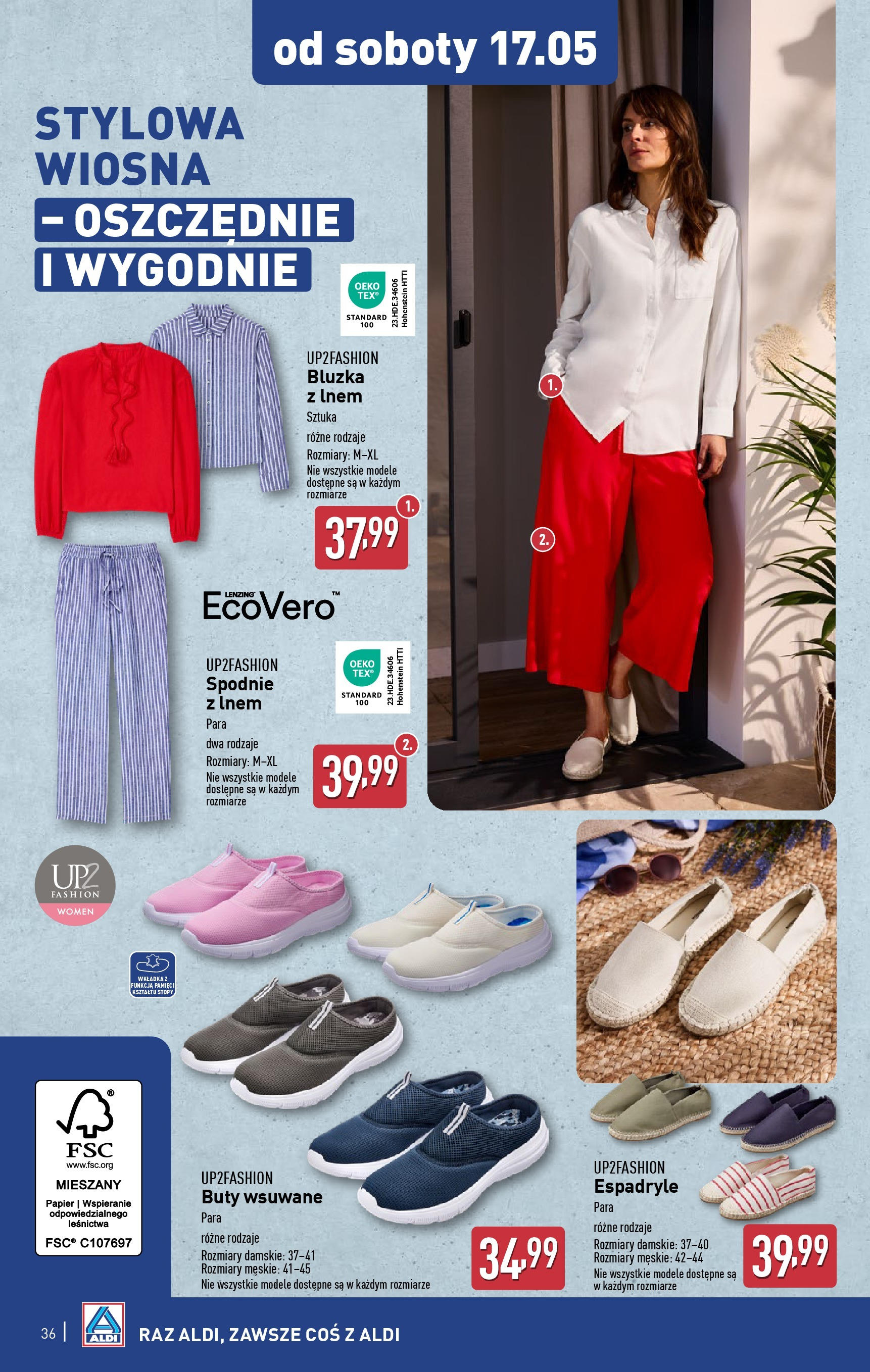 Aldi Gazetka od 12.05.2025 | Nowa PDF gazetka | Strona: 36 | Produkty: Bluzka, Spodnie, Espadryle, Buty Aldi Gazetka od 12.05.2025 - Ulotka PDF, promocje | Strona: 36 | Produkty: Bluzka, Spodnie, Espadryle, Buty