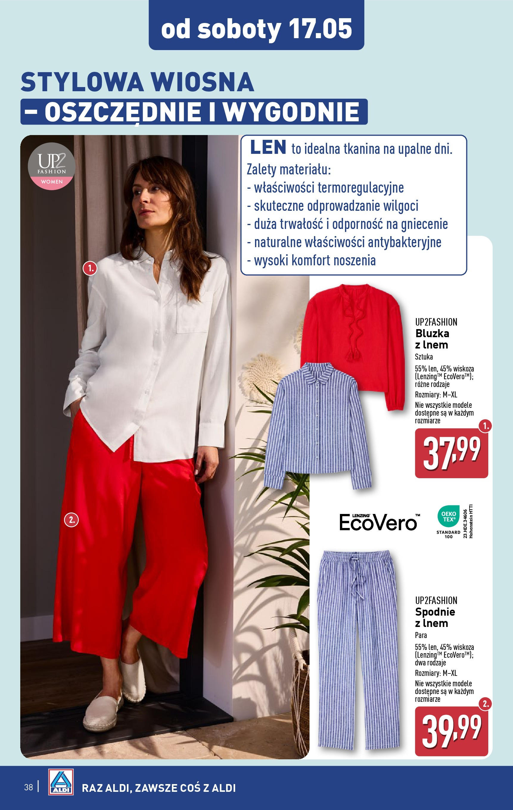 Aldi Gazetka od 12.05.2025 | Nowa PDF gazetka | Strona: 38 | Produkty: Bluzka, Spodnie Aldi Gazetka od 12.05.2025 - Ulotka PDF, promocje | Strona: 38 | Produkty: Bluzka, Spodnie