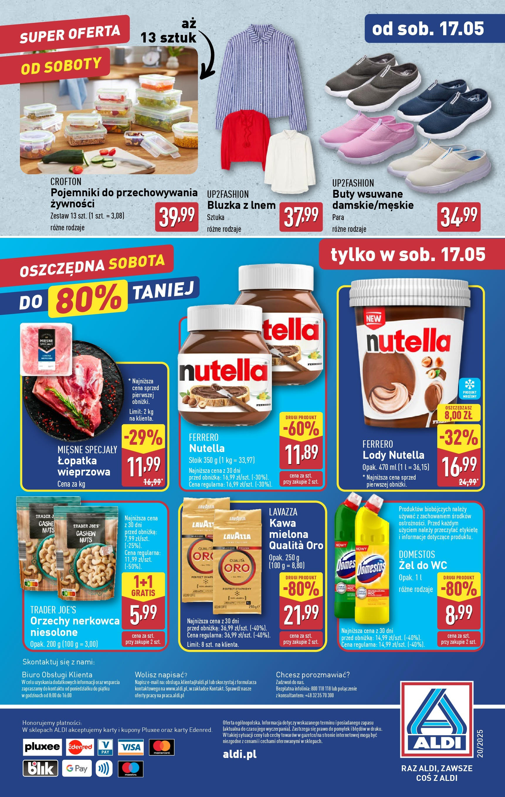 Aldi Gazetka od 12.05.2025 | Nowa PDF gazetka | Strona: 40 | Produkty: Bluzka, Buty, Lavazza, Łopatka wieprzowa Aldi Gazetka od 12.05.2025 - Ulotka PDF, promocje | Strona: 40 | Produkty: Bluzka, Buty, Lavazza, Łopatka wieprzowa