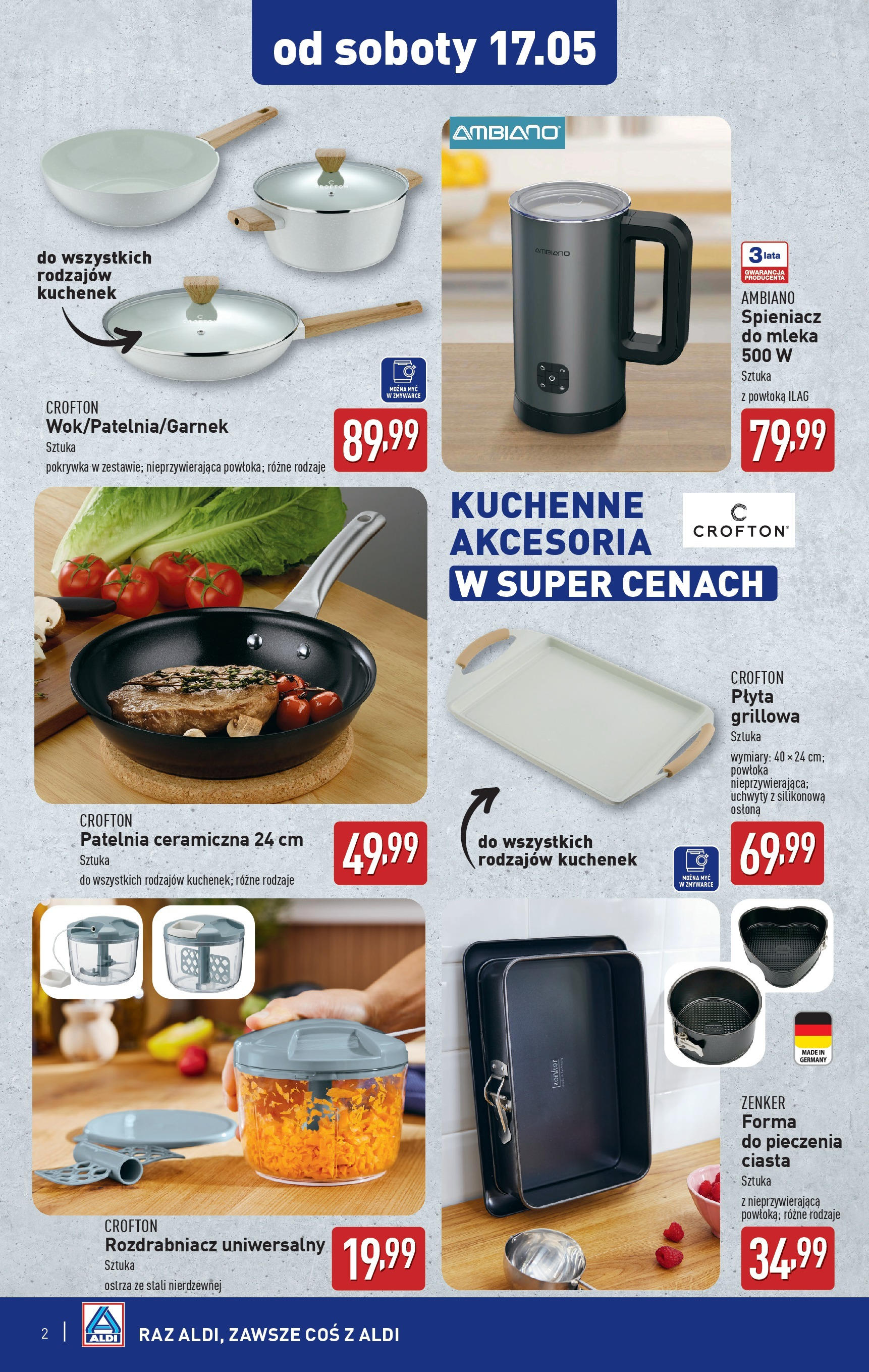 Aldi Gazetka - Promocja non food od soboty od 17.05.2025 - Ulotka PDF, promocje | Strona: 2 | Produkty: Grill, Mleka, Spieniacz do mleka, Patelnia