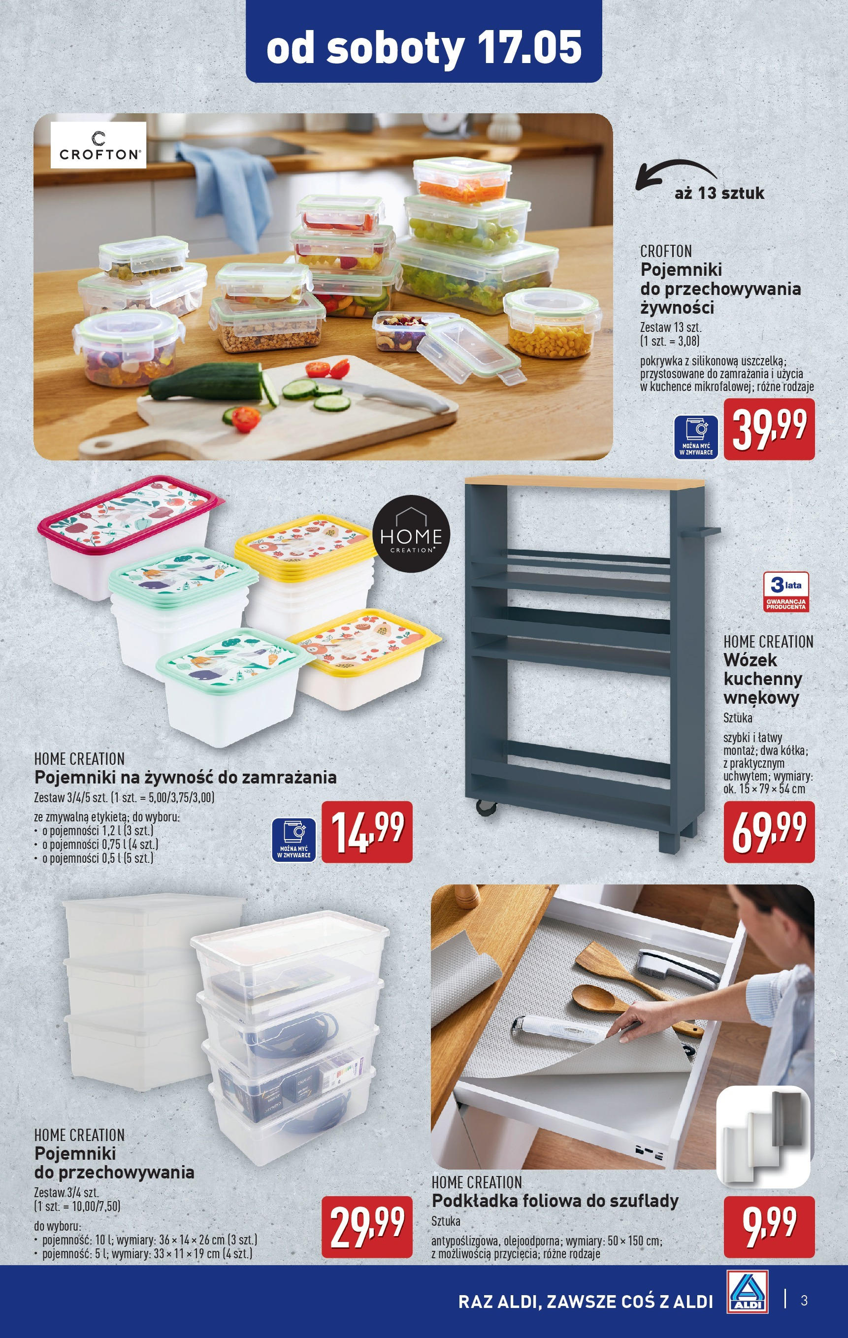 Aldi Gazetka - Promocja non food od soboty od 17.05.2025 - Ulotka PDF, promocje | Strona: 3 | Produkty: Pojemniki na żywność