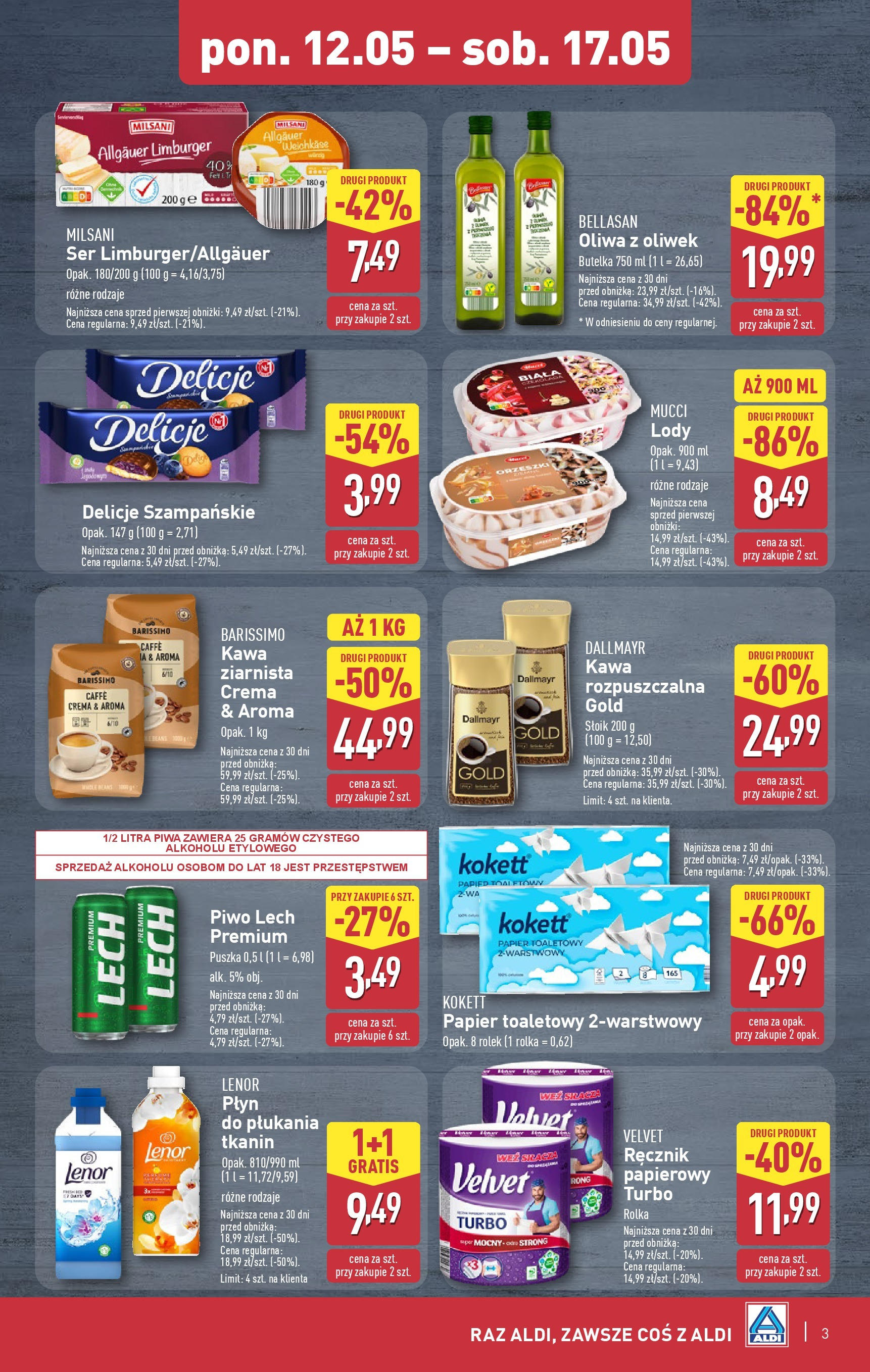 Aldi Gazetka - Okazje na weekend od 15.05.2025 - Ulotka PDF, promocje | Strona: 3 | Produkty: Płyn do płukania tkanin Lenor, Oliwa z oliwek, Papier toaletowy, Lenor płyn do płukania