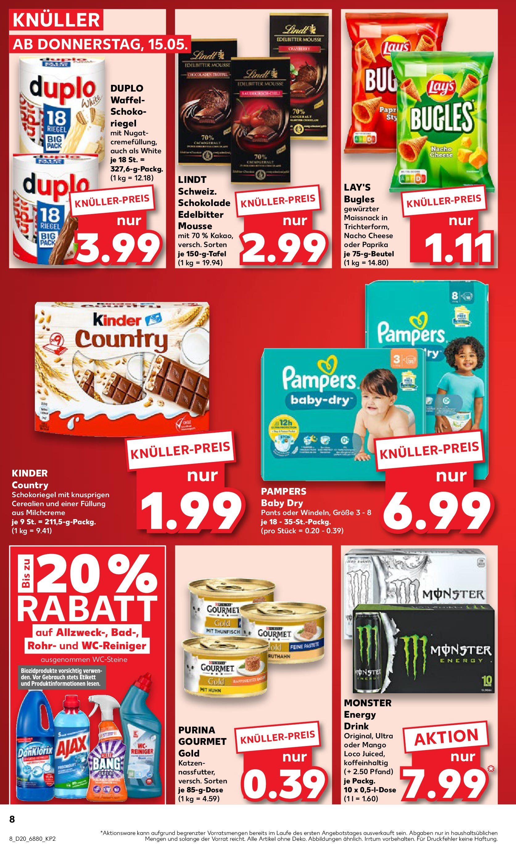 Kaufland - Kaufland: Wochenangebote (ab 14.05.2025) » Angebote Online | Seite: 8 | Produkte: Schokolade, Bad, Purina gourmet gold, Kinder country Kaufland - Kaufland: Wochenangebote (ab 14.05.2025) » Angebote Online zum Blättern | Seite: 8 | Produkte: Schokolade, Bad, Purina gourmet gold, Kinder country