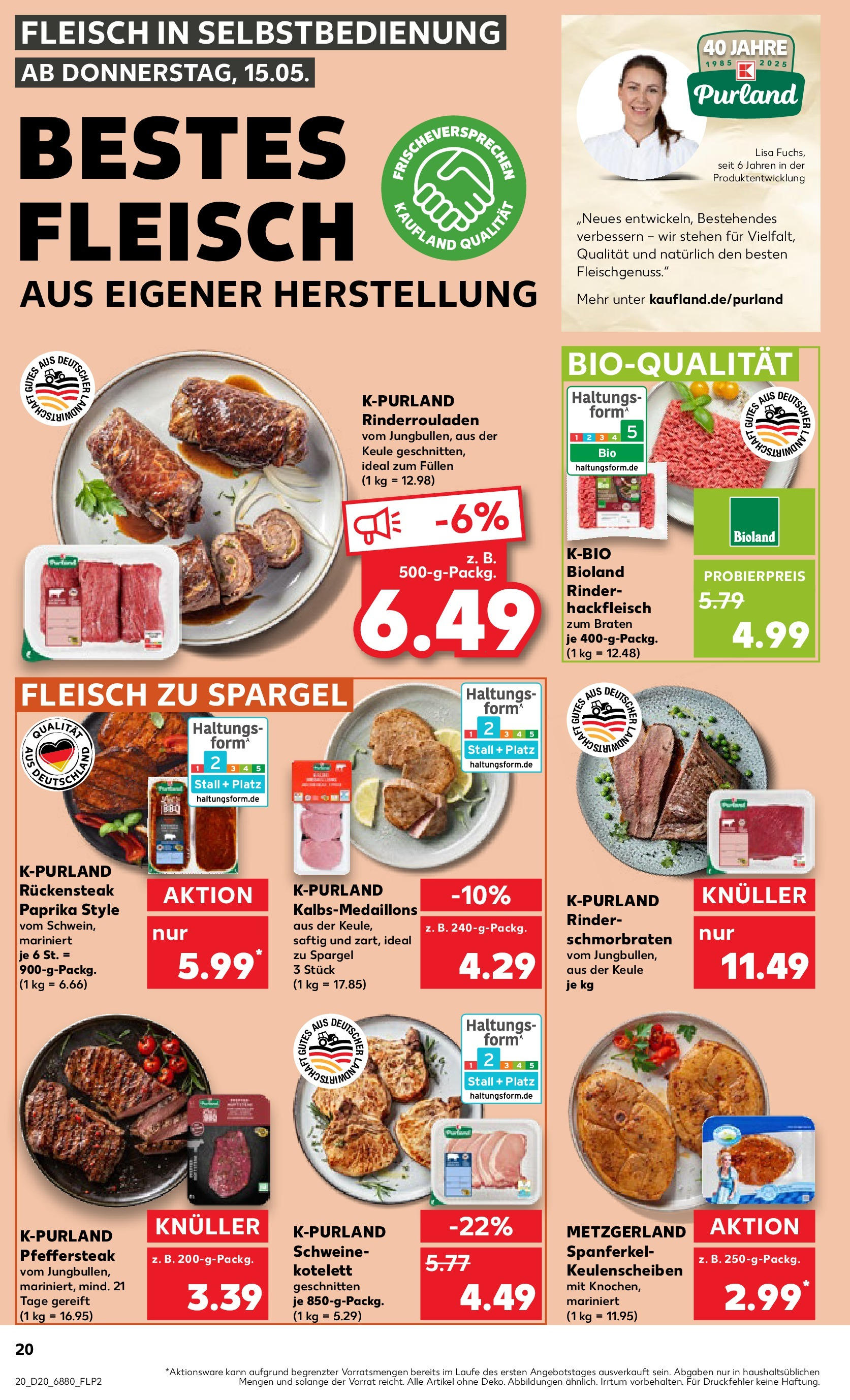 Kaufland - Kaufland: Wochenangebote (ab 14.05.2025) » Angebote Online | Seite: 20 | Produkte: Rinderrouladen, Spargel, Steak, Fleisch Kaufland - Kaufland: Wochenangebote (ab 14.05.2025) » Angebote Online zum Blättern | Seite: 20 | Produkte: Rinderrouladen, Spargel, Steak, Fleisch