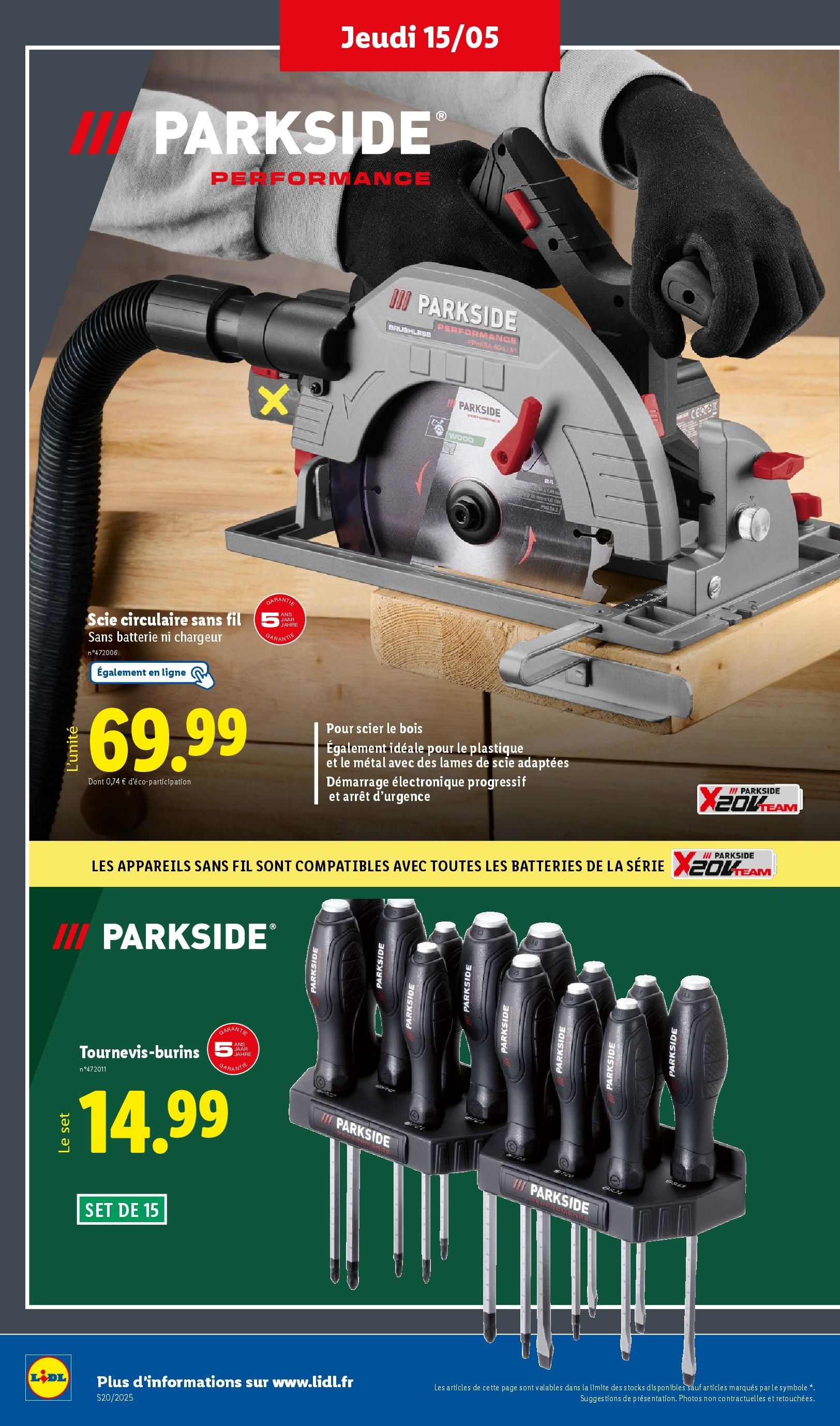 Catalogue LIDL du 14/05/2025 | Promo prospectus en ligne | Page: 34 | Produits: Scie circulaire, Batterie Catalogue LIDL du 14/05/2025 | Promo prospectus en ligne | Page: 34 | Produits: Scie circulaire, Batterie