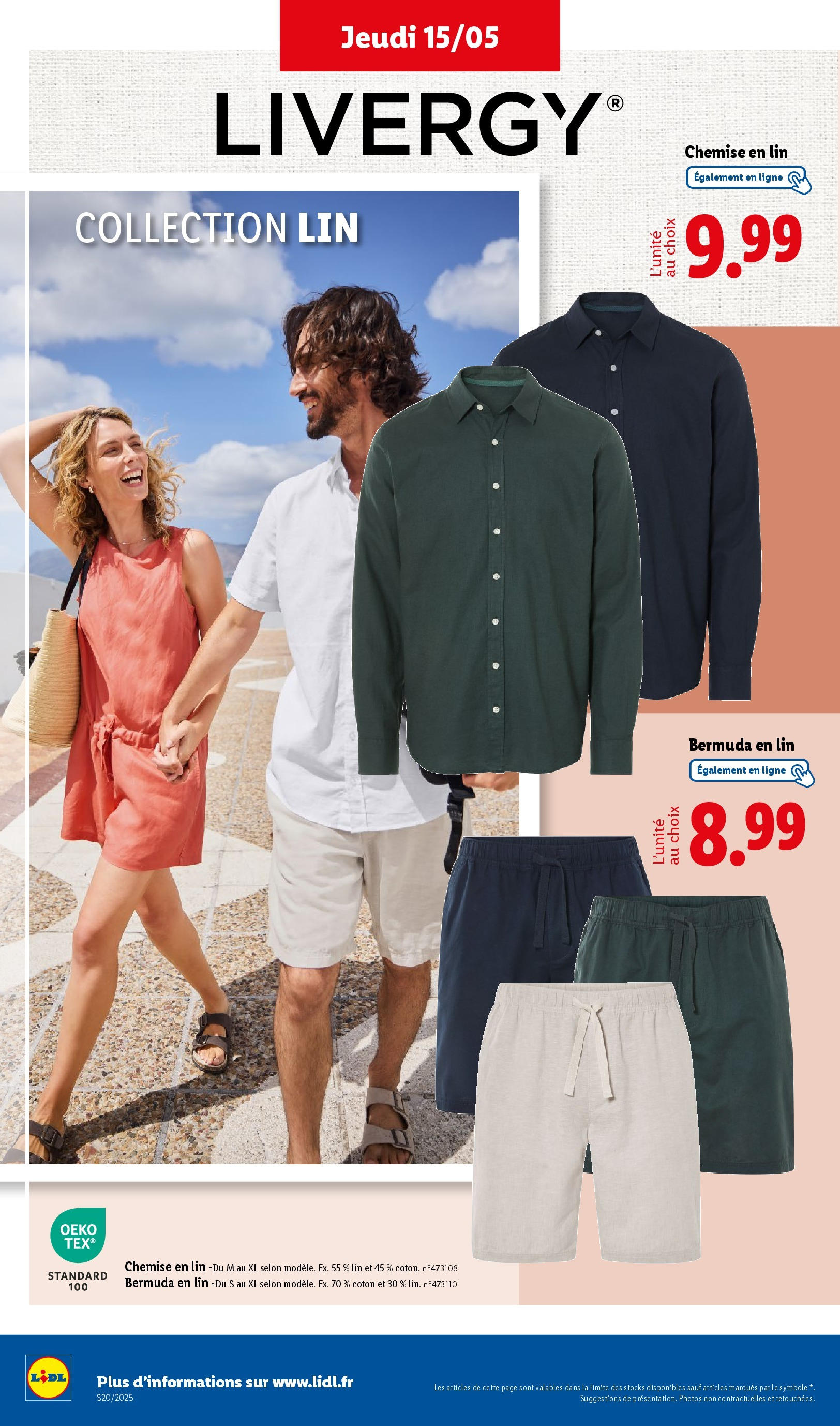 Catalogue LIDL du 14/05/2025 | Promo prospectus en ligne | Page: 44 | Produits: Bermuda, Coton, Chemise, Shorts Catalogue LIDL du 14/05/2025 | Promo prospectus en ligne | Page: 44 | Produits: Bermuda, Coton, Chemise, Shorts