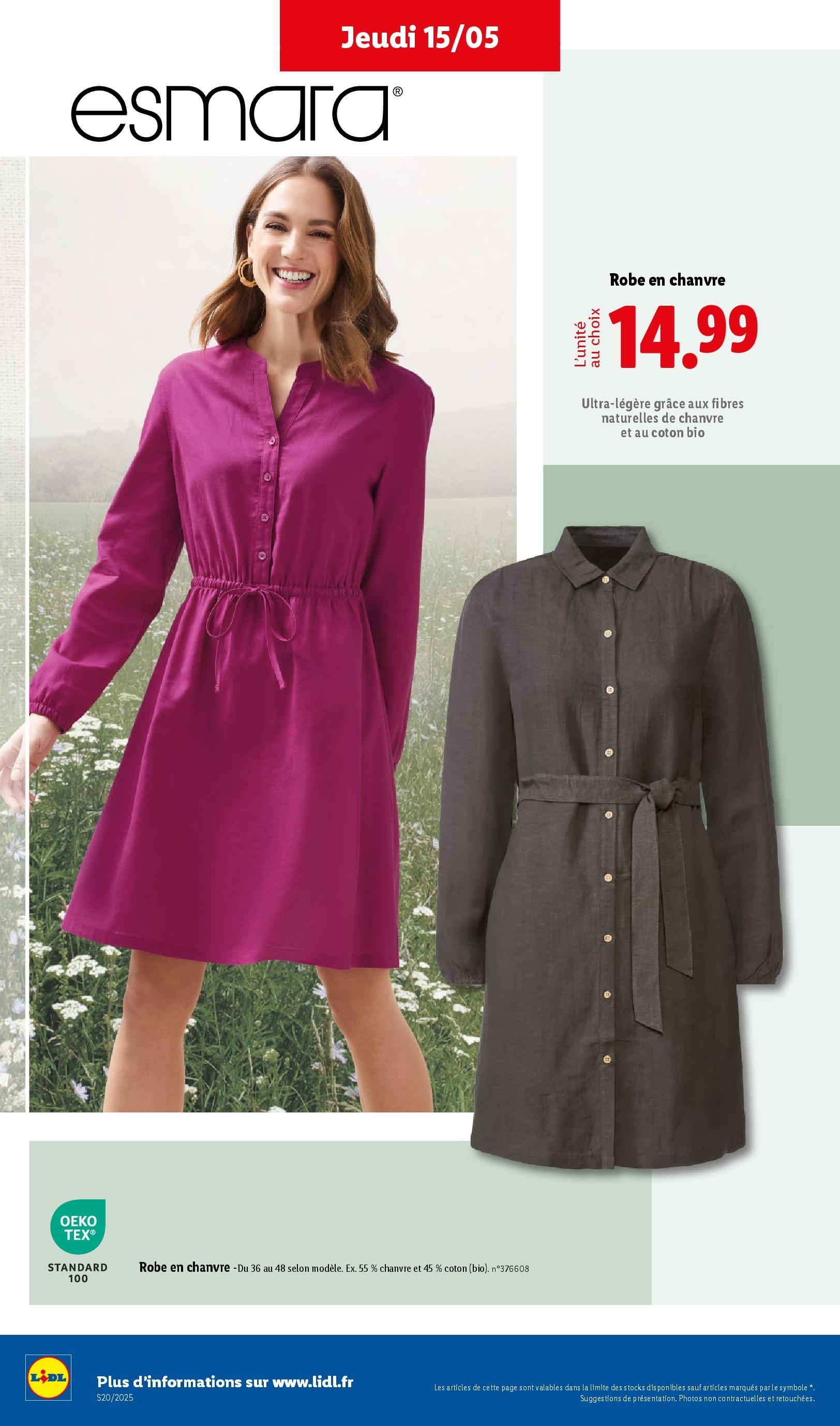 Catalogue LIDL du 14/05/2025 | Promo prospectus en ligne | Page: 48 | Produits: Robe, Coton Catalogue LIDL du 14/05/2025 | Promo prospectus en ligne | Page: 48 | Produits: Robe, Coton