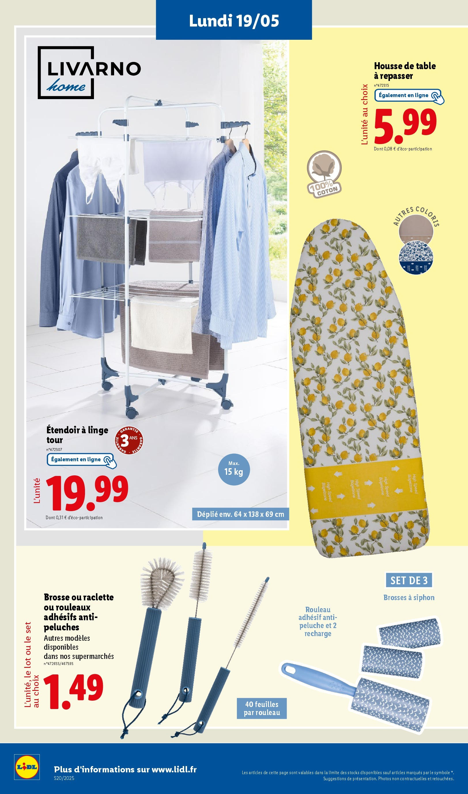 Catalogue LIDL du 14/05/2025 | Promo prospectus en ligne | Page: 62 | Produits: Table à repasser, Rollers, Peluche, Table Catalogue LIDL du 14/05/2025 | Promo prospectus en ligne | Page: 62 | Produits: Table à repasser, Rollers, Peluche, Table