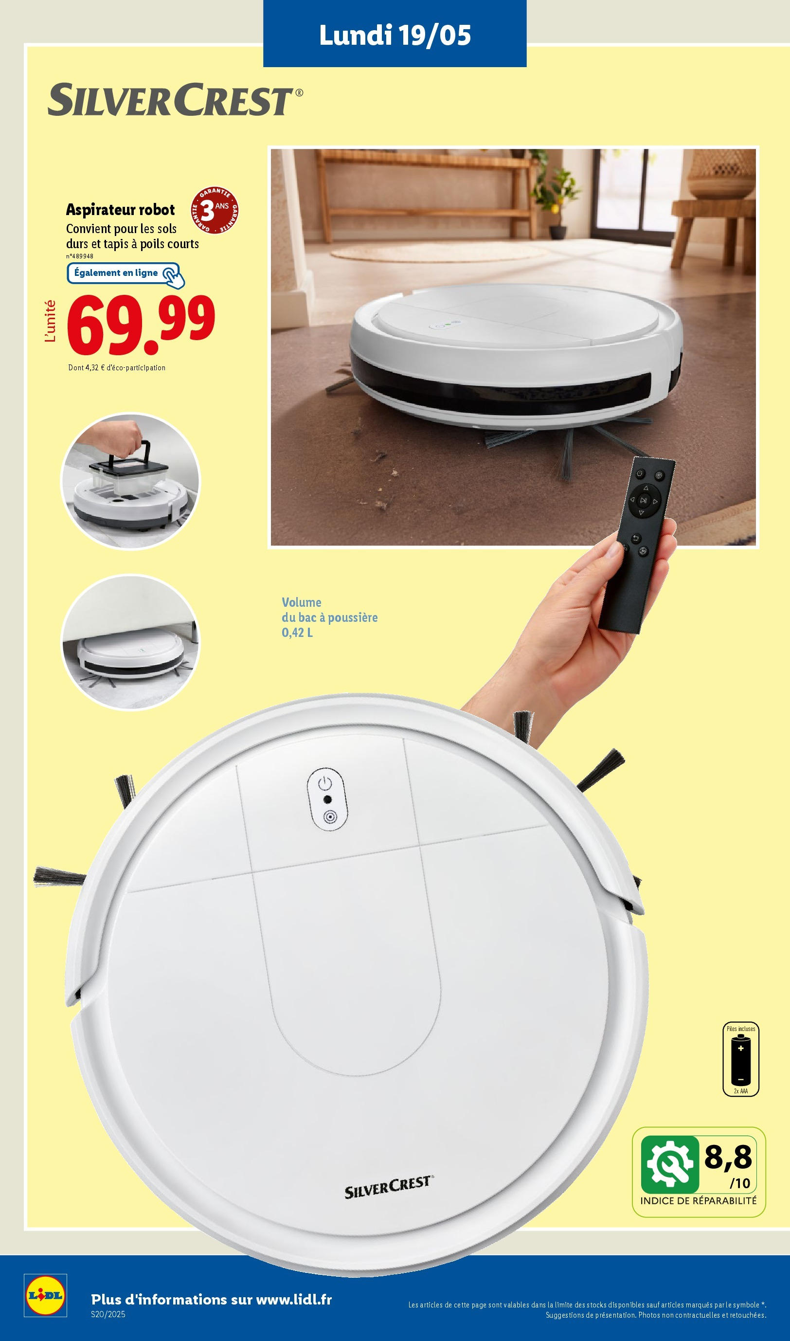 Catalogue LIDL du 14/05/2025 | Promo prospectus en ligne | Page: 66 | Produits: Robot, Tapis, Aspirateur robot, Piles Catalogue LIDL du 14/05/2025 | Promo prospectus en ligne | Page: 66 | Produits: Robot, Tapis, Aspirateur robot, Piles