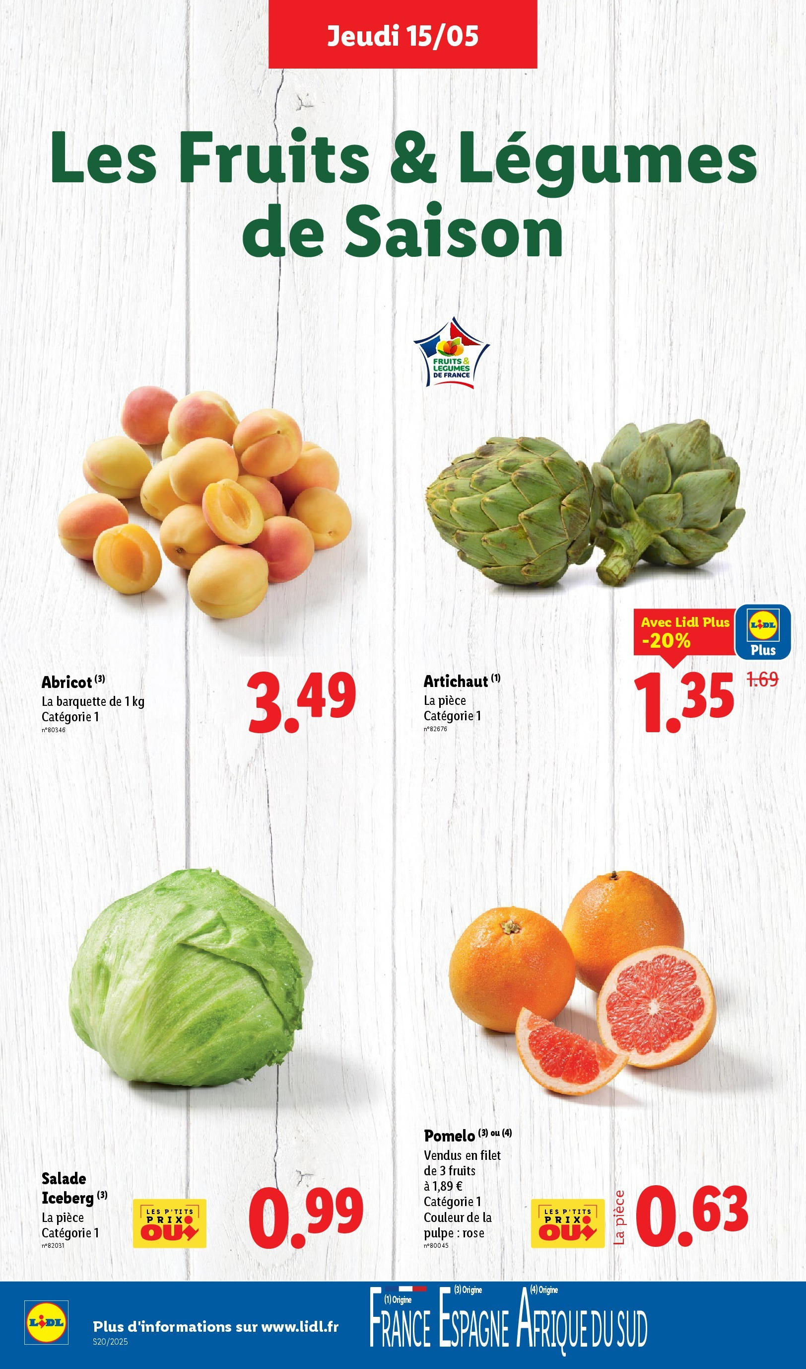 Catalogue LIDL du 14/05/2025 | Promo prospectus en ligne | Page: 4 | Produits: Salade, Abricot, Artichaut Catalogue LIDL du 14/05/2025 | Promo prospectus en ligne | Page: 4 | Produits: Salade, Abricot, Artichaut