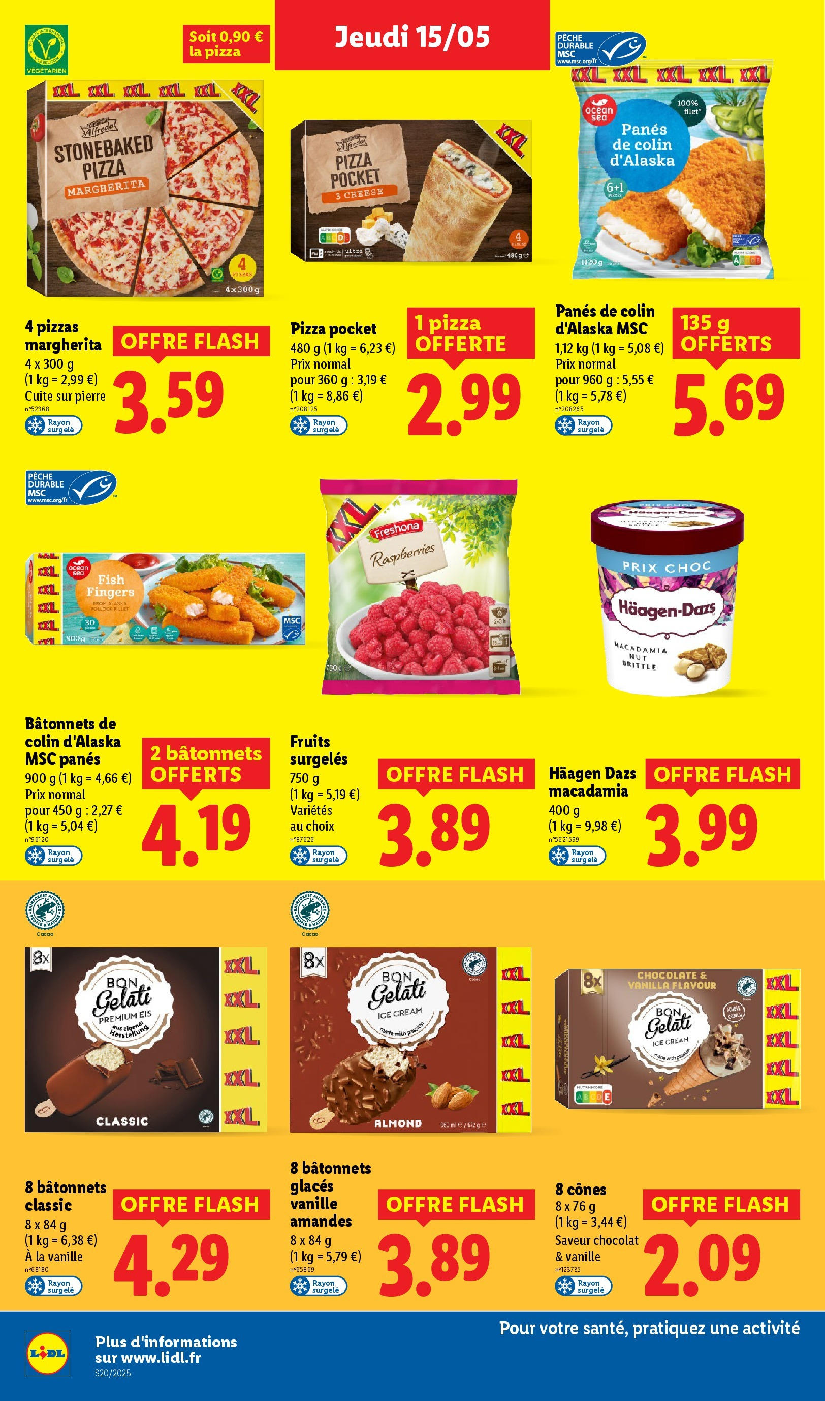 Catalogue LIDL du 14/05/2025 | Promo prospectus en ligne | Page: 20 | Produits: Glaces, Pêche, Cônes, Fruits surgelés Catalogue LIDL du 14/05/2025 | Promo prospectus en ligne | Page: 20 | Produits: Glaces, Pêche, Cônes, Fruits surgelés