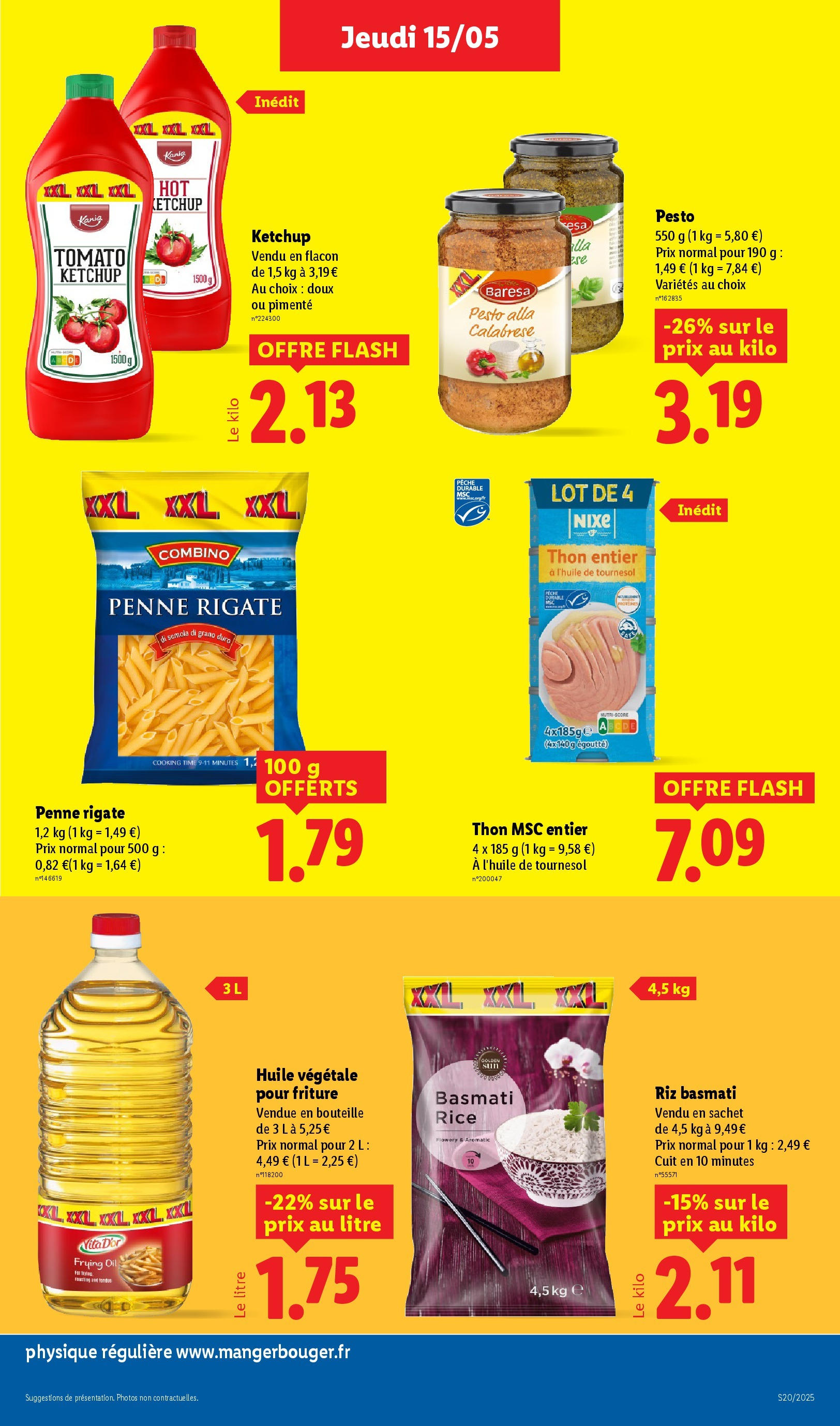 Catalogue LIDL du 14/05/2025 | Promo prospectus en ligne | Page: 21 | Produits: Pesto, Huile, Riz, Ketchup Catalogue LIDL du 14/05/2025 | Promo prospectus en ligne | Page: 21 | Produits: Pesto, Huile, Riz, Ketchup