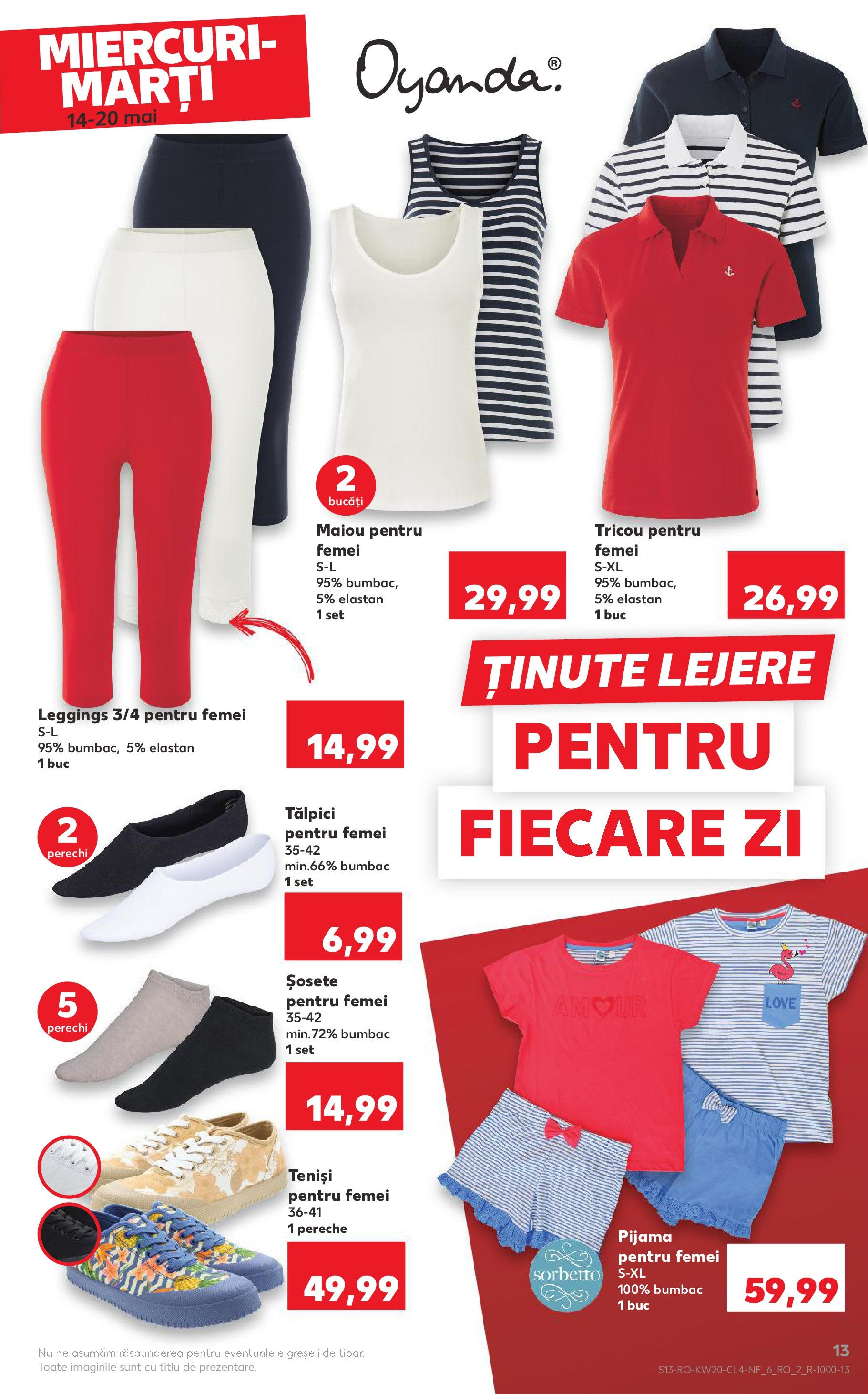 Catalog Kaufland - Sibiu Nonfood 14.05.2025 - Revista si Oferta | Pagină: 13 | Produse: Tălpici, Teniși, Maiou, Șosete