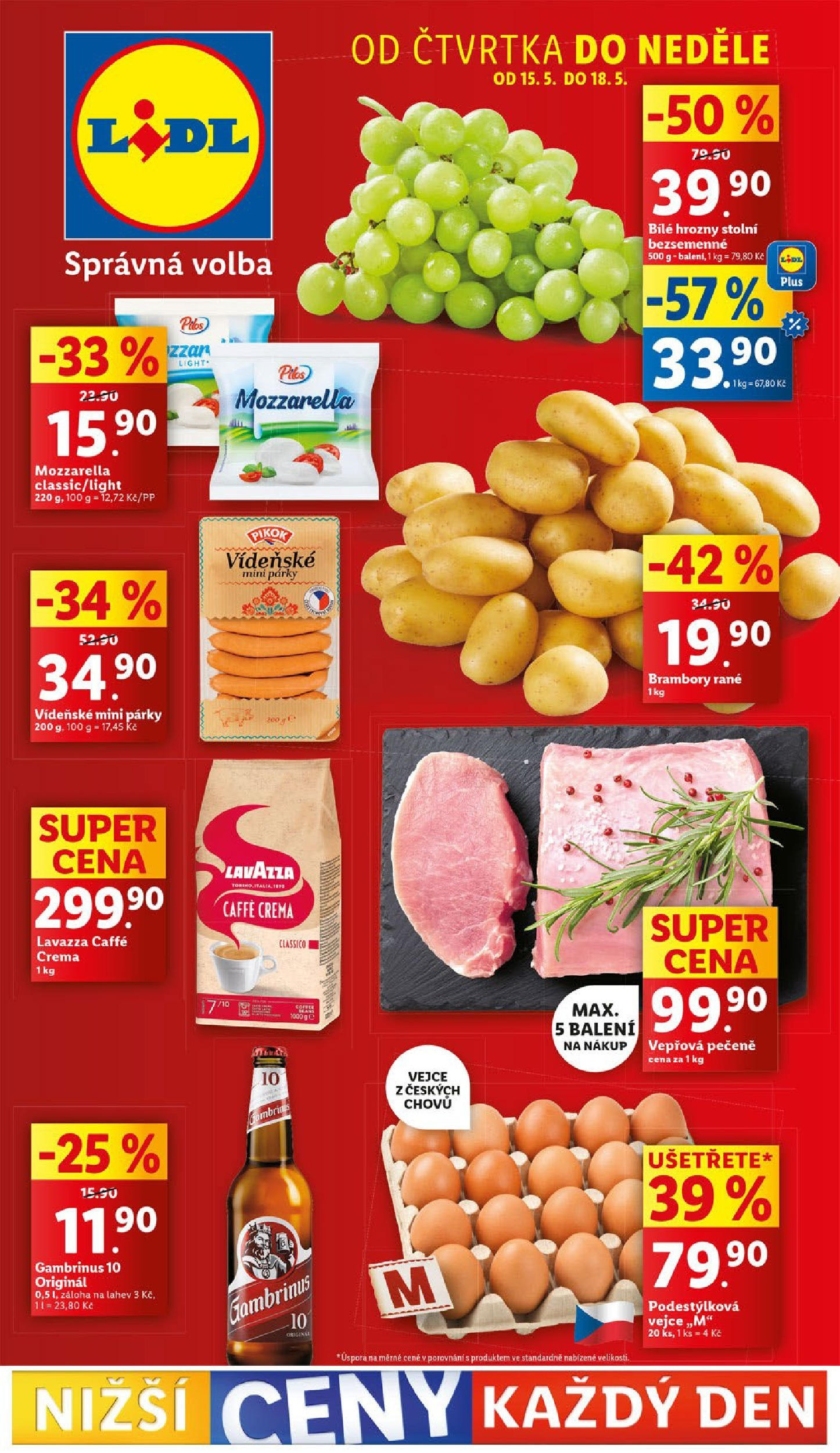 LIDL leták | 13.05.2025 | Akční leták příští týden | Strana: 1 | Produkty: Vepřová pečeně, Bílé hrozny, Mozzarella, Pikok Lidl leták od 13.05.2025 - Nový akční leták | Strana: 1 | Produkty: Vepřová pečeně, Bílé hrozny, Mozzarella, Pikok