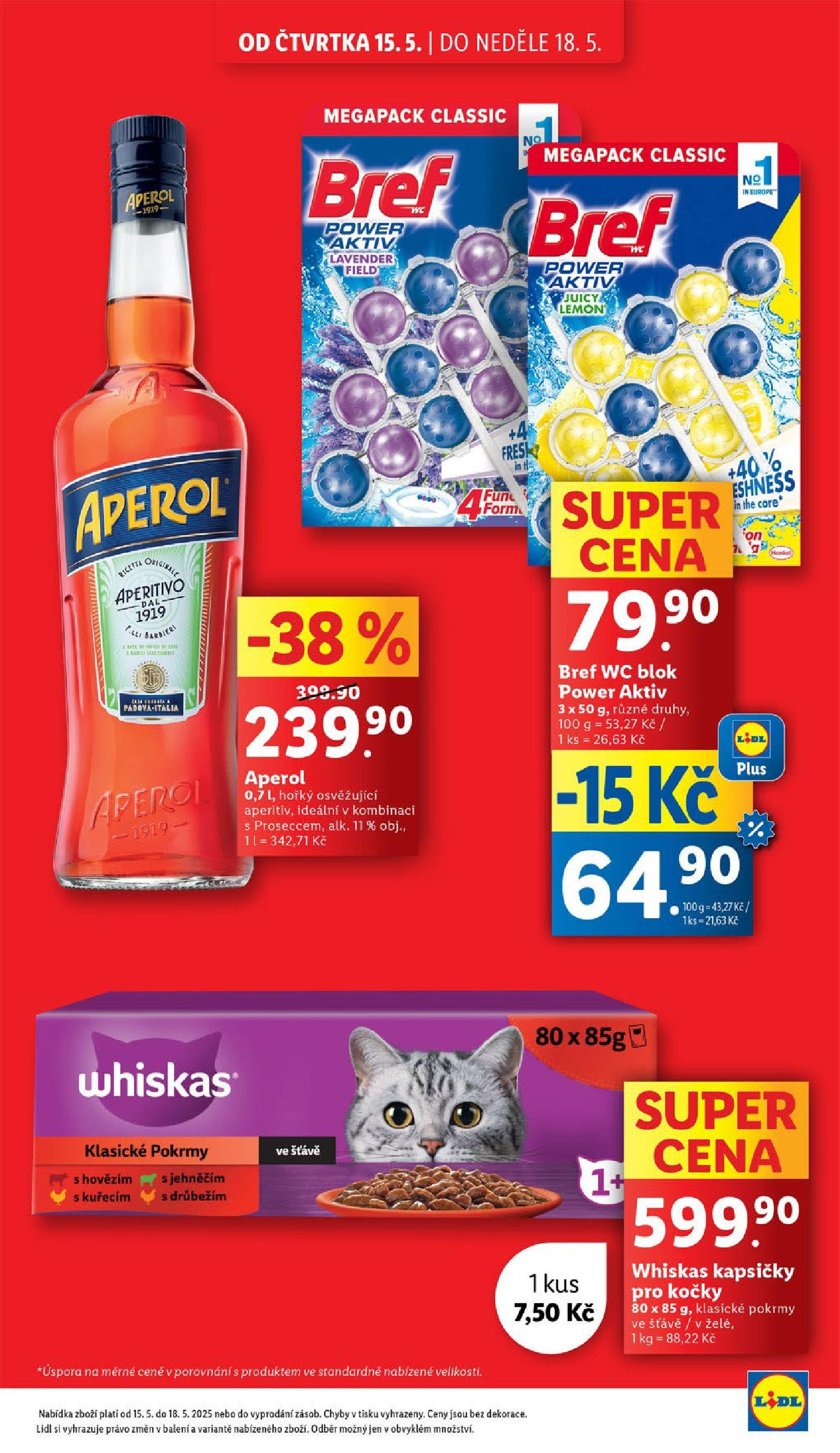 LIDL leták | 13.05.2025 | Akční leták příští týden | Strana: 3 | Produkty: Wc blok, Whiskas, Blok, Aperitivo Lidl leták od 13.05.2025 - Nový akční leták | Strana: 3 | Produkty: Wc blok, Whiskas, Blok, Aperitivo
