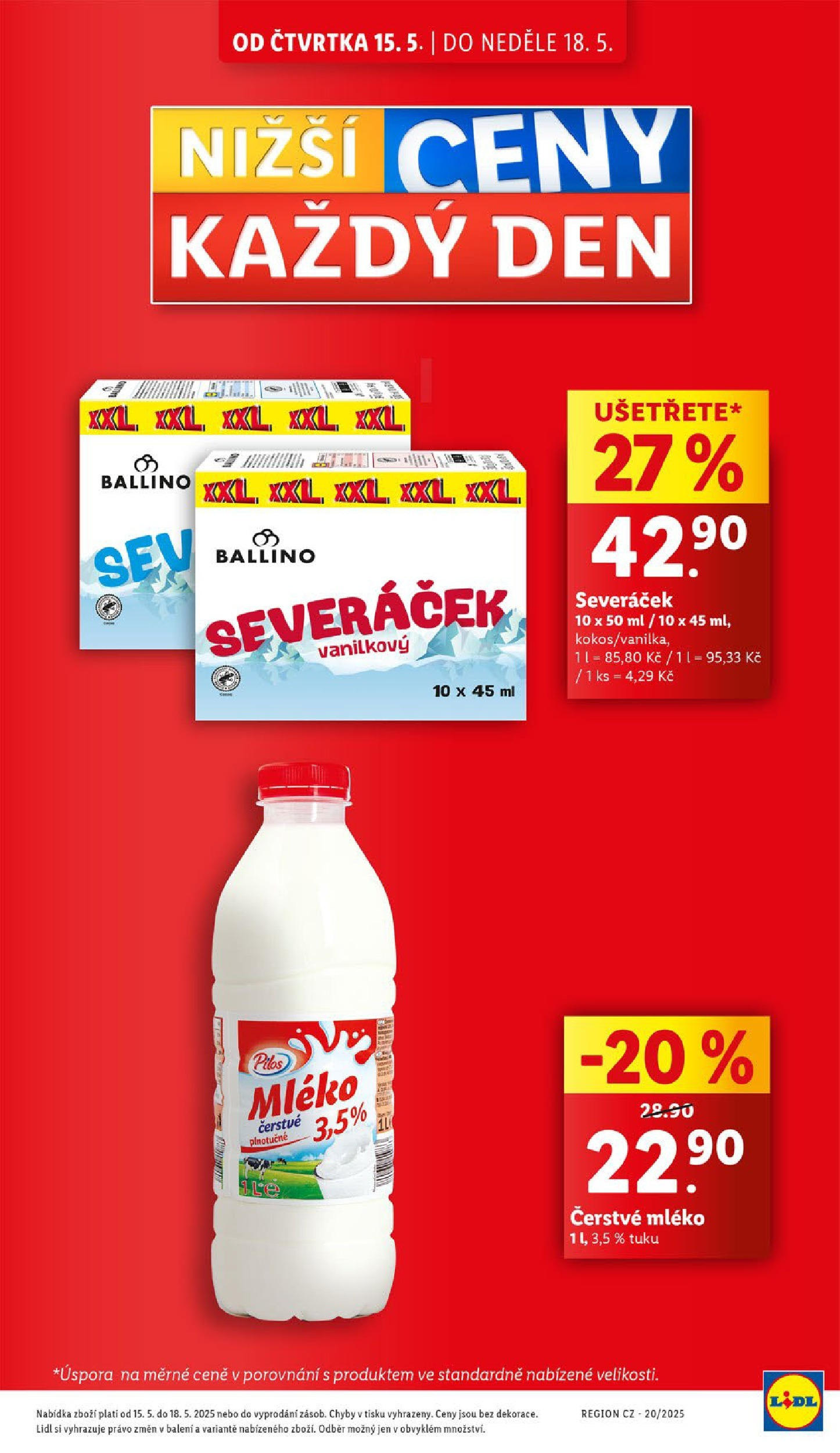 LIDL leták | 13.05.2025 | Akční leták příští týden | Strana: 5 | Produkty: Mléko Lidl leták od 13.05.2025 - Nový akční leták | Strana: 5 | Produkty: Mléko