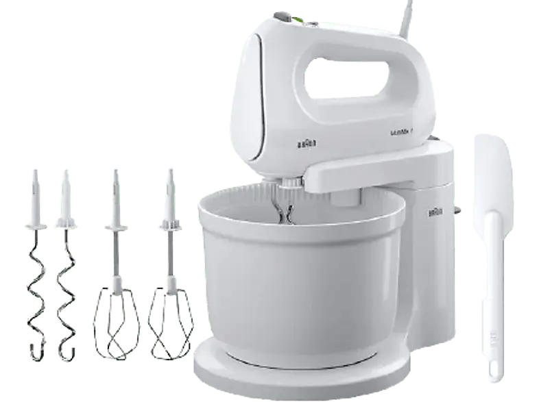 Braun HM 1070 WH Handmixer (Weiß, 400 Watt, Schüssel: 3 l)