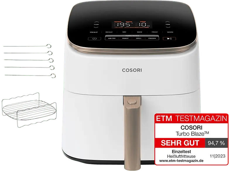 Cosori CAF-DC602-WEUR Airfryer Turboblaze Heißluftfritteuse (6 l, 1750 Watt, Weiß)
