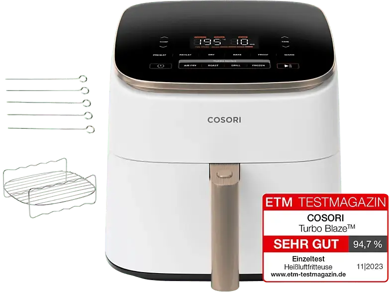 Cosori CAF-DC602-WEUR Airfryer Turboblaze Heißluftfritteuse (6 l, 1750 Watt, Weiß)