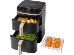 Cosori CAF-DC123S-Dder Airfryer Turbo Tower Pro Smart, Doppel-Heißluftfritteuse (10,8 l, 2630 Watt, Schwarz)