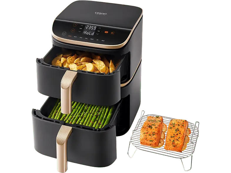 Cosori CAF-DC123S-Dder Airfryer Turbo Tower Pro Smart, Doppel-Heißluftfritteuse (10,8 l, 2630 Watt, Schwarz)