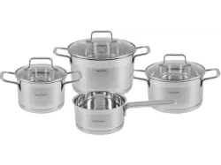 Profi Cook PC-KTS 1224 7-tlg. Kochtopfset Edelstahl (Backofenfest bis 250 °C, Für alle Herdarten geeignet (Gas, Elektro, Glaskeramik, Induktion, Halogen), Silber, 18/10 (rostfrei))