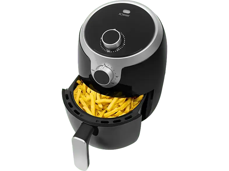 Bomann FR6050 H Heißluftfritteuse (1,8 l, 1000 Watt, Schwarz/Silber)