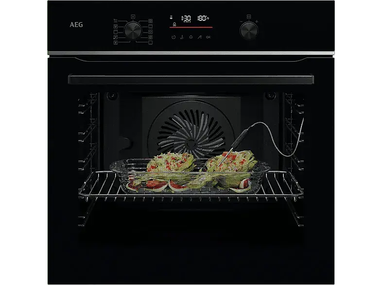 AEG TA5PB51ZAB 5000 SurroundCook® Multifunktionsbackofen mit Pyrolyse, SteamBake (71 l, Schwarz, 595 mm breit, A+, Dampfgarfunktion)