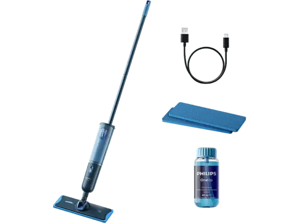 Philips XV3101/11 One UP 3000 mit 2-Pads Elektrischer Mopp, Blau