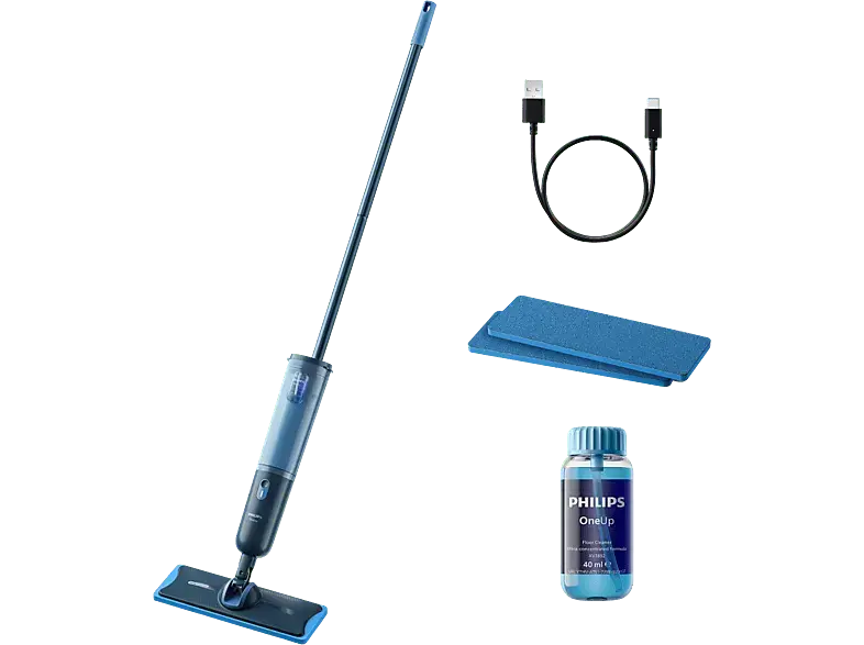 Philips XV3101/11 One UP 3000 mit 2-Pads Elektrischer Mopp, Blau